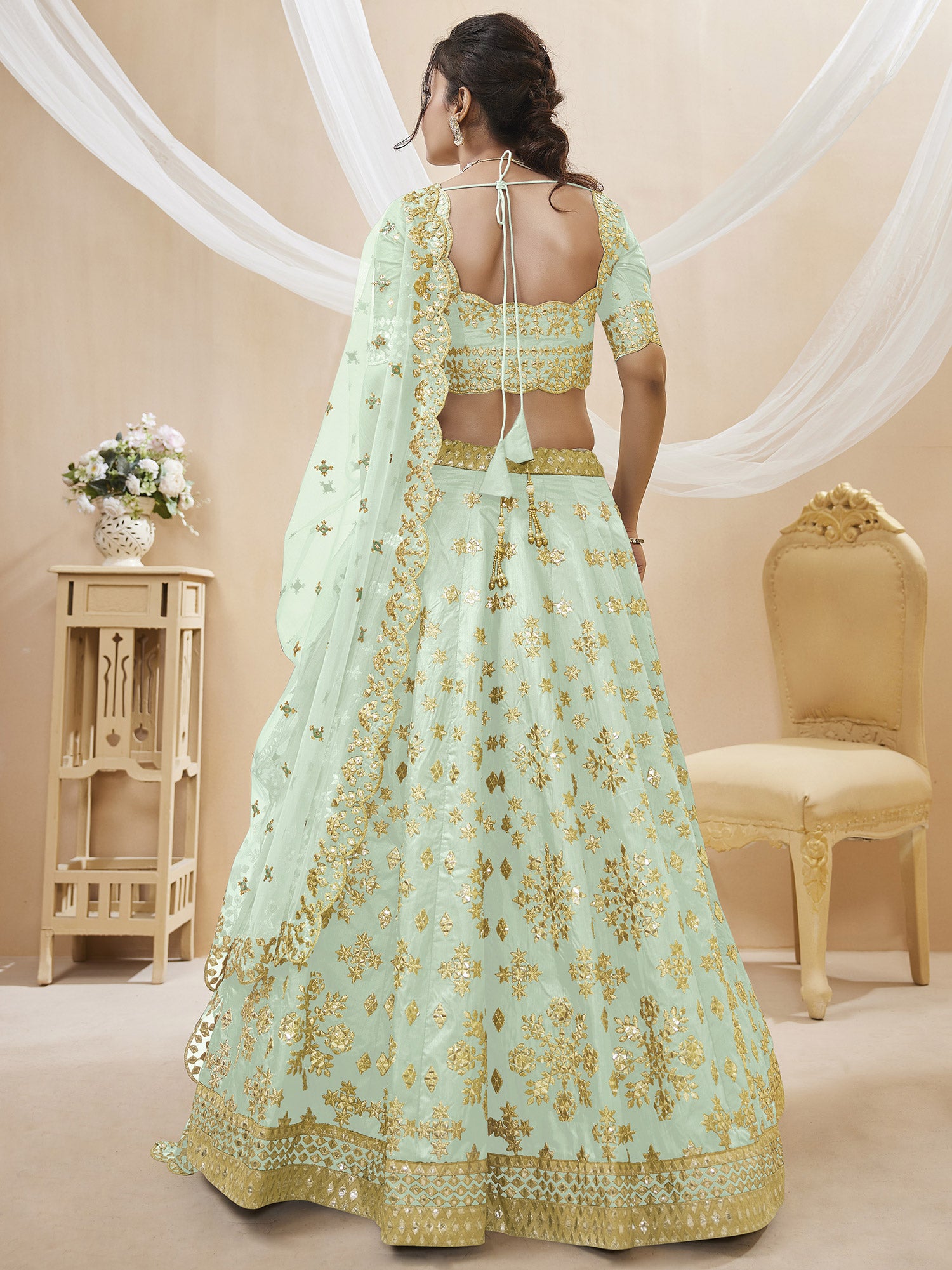 Green Bridesmaid Gota Embellished Lehenga Choli