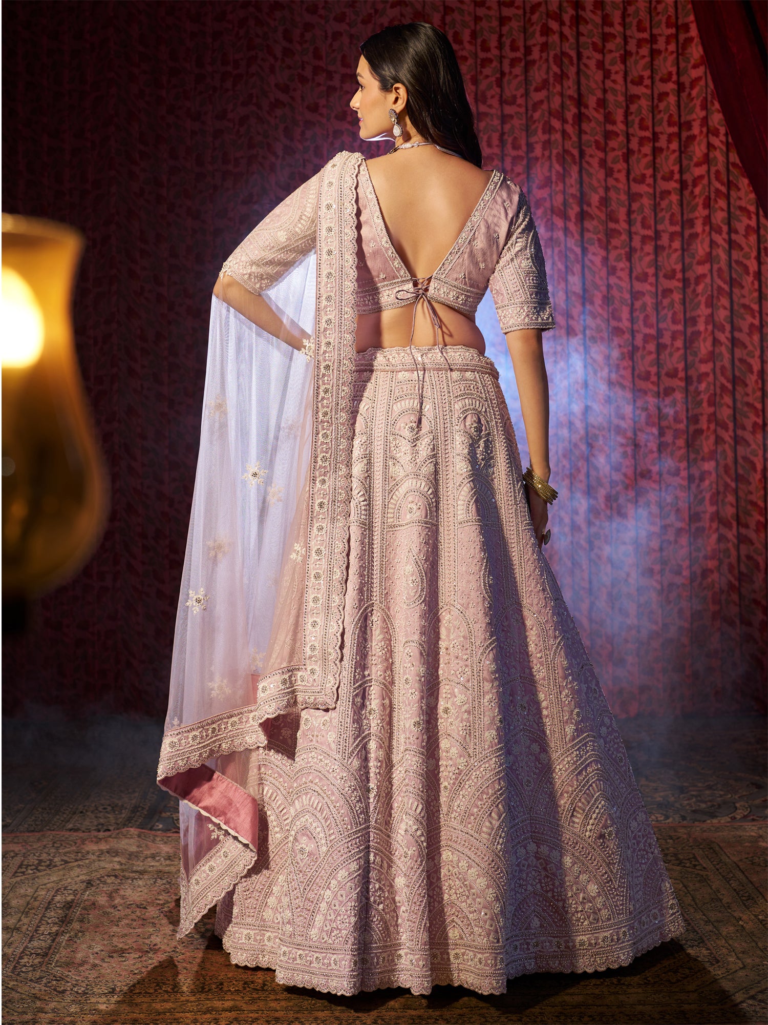 Light Pink Bridesmaid Lehenga Choli With Dupatta
