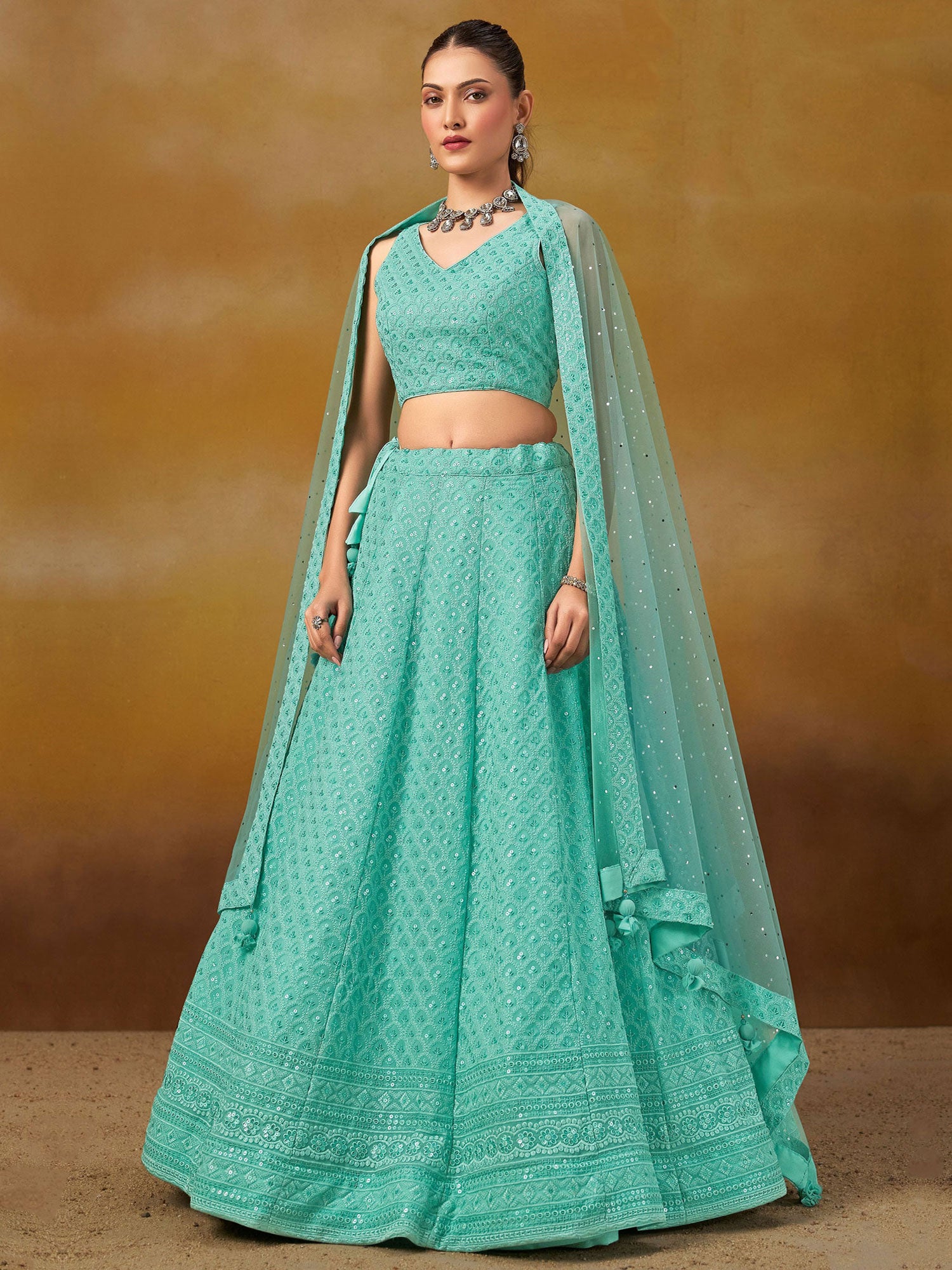 Turquies Festive Lehenga Choli In Thread Embroidery