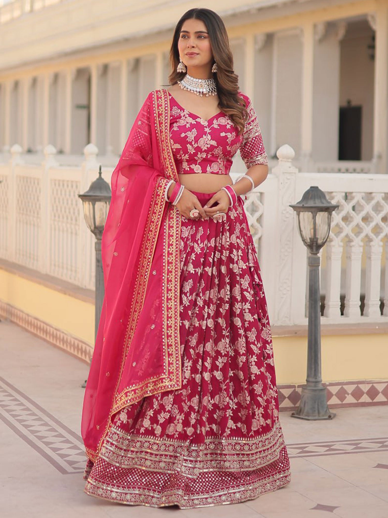 Red Wedding Wear Lehenga Choli With Silk Dupatta