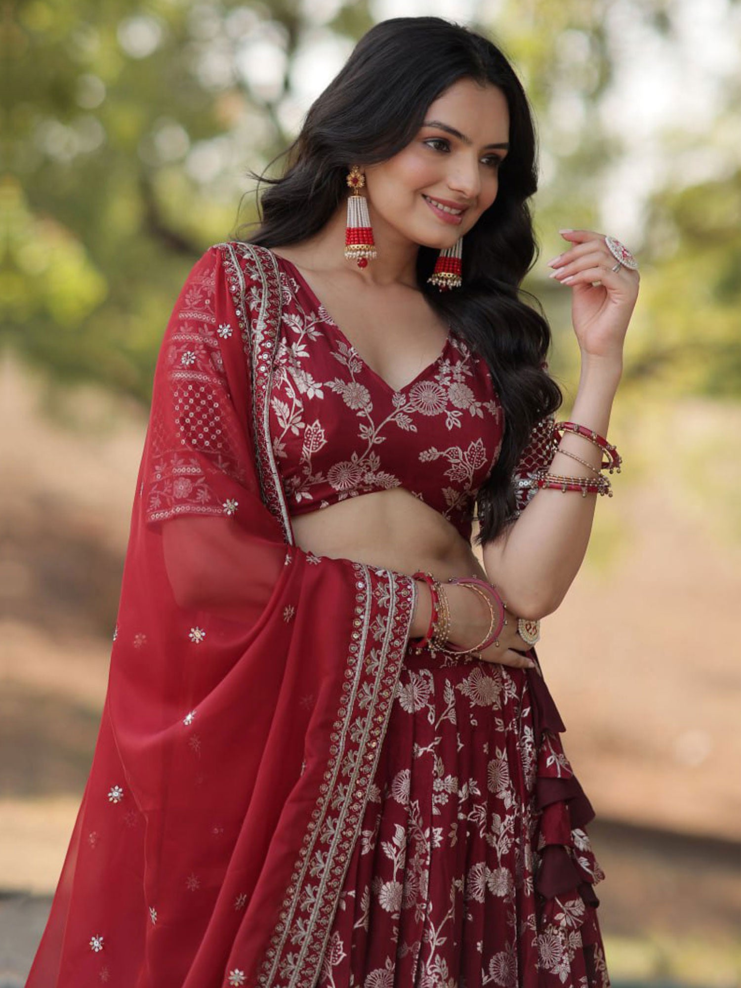 Maroon Sequins Embellished Designer Lehenga Choli