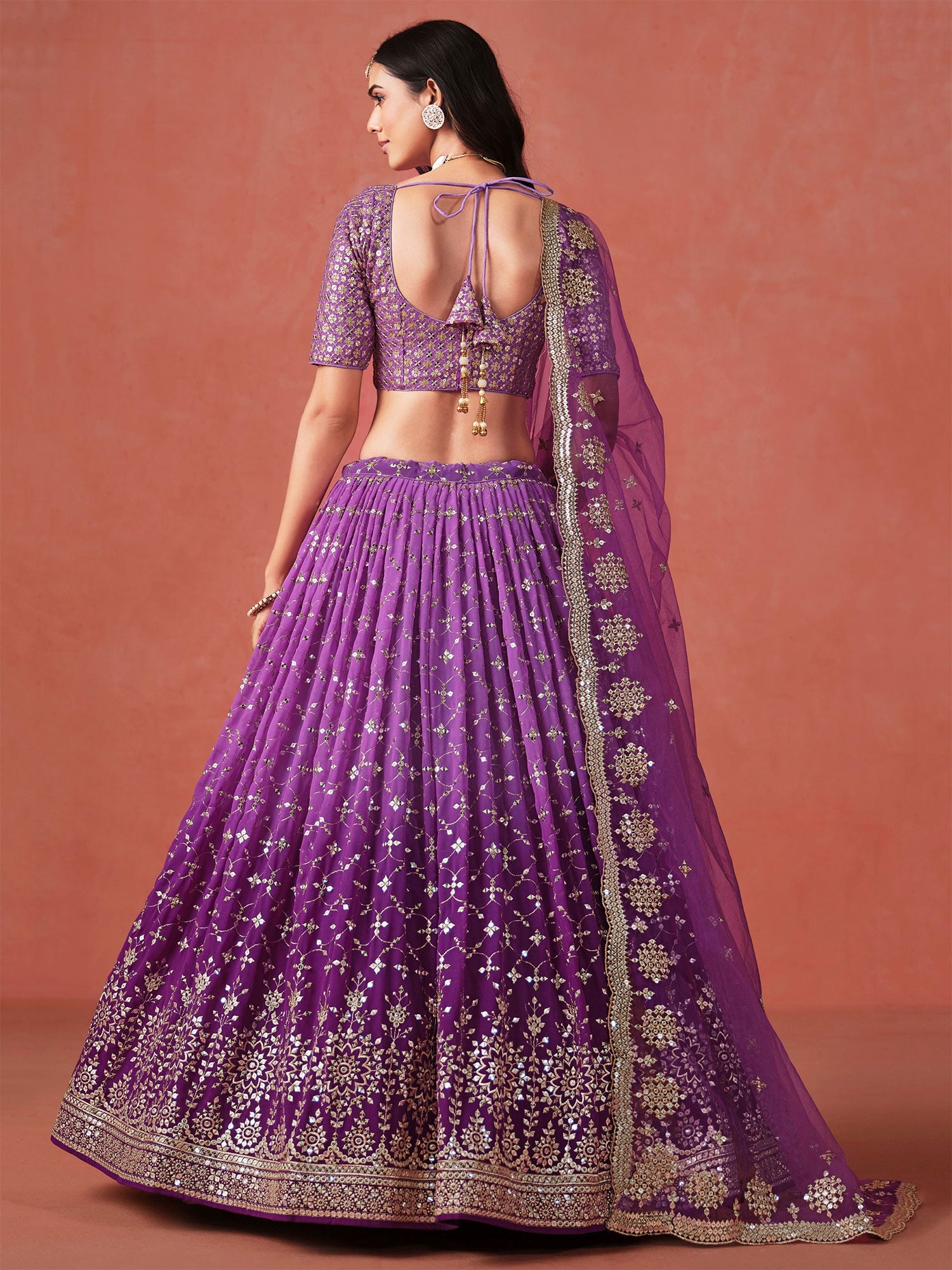 Purple Sequins Embellished Bridesmaid Lehenga Choli