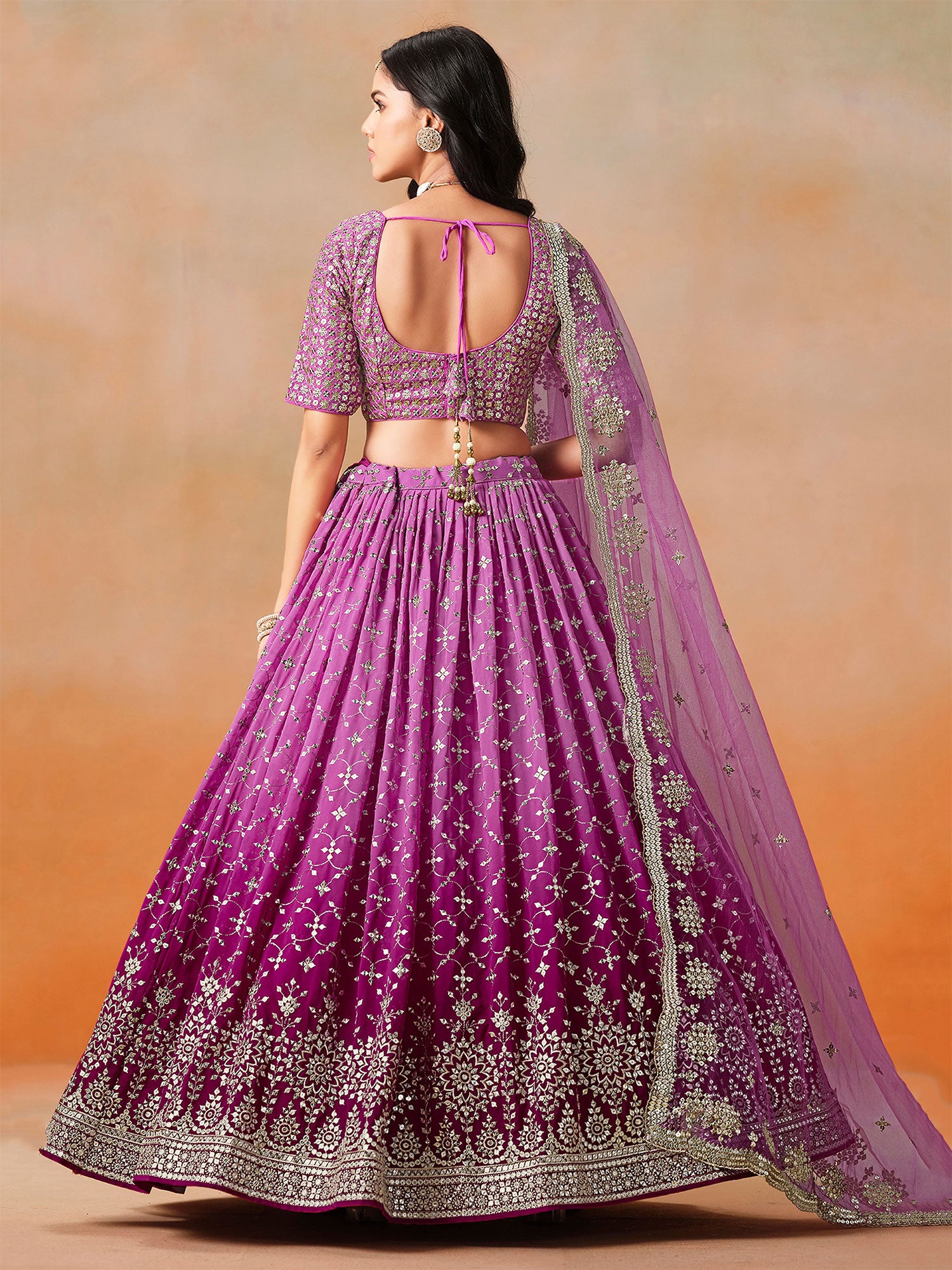 Purple Party Wear Lehenga Choli In Sequins Work