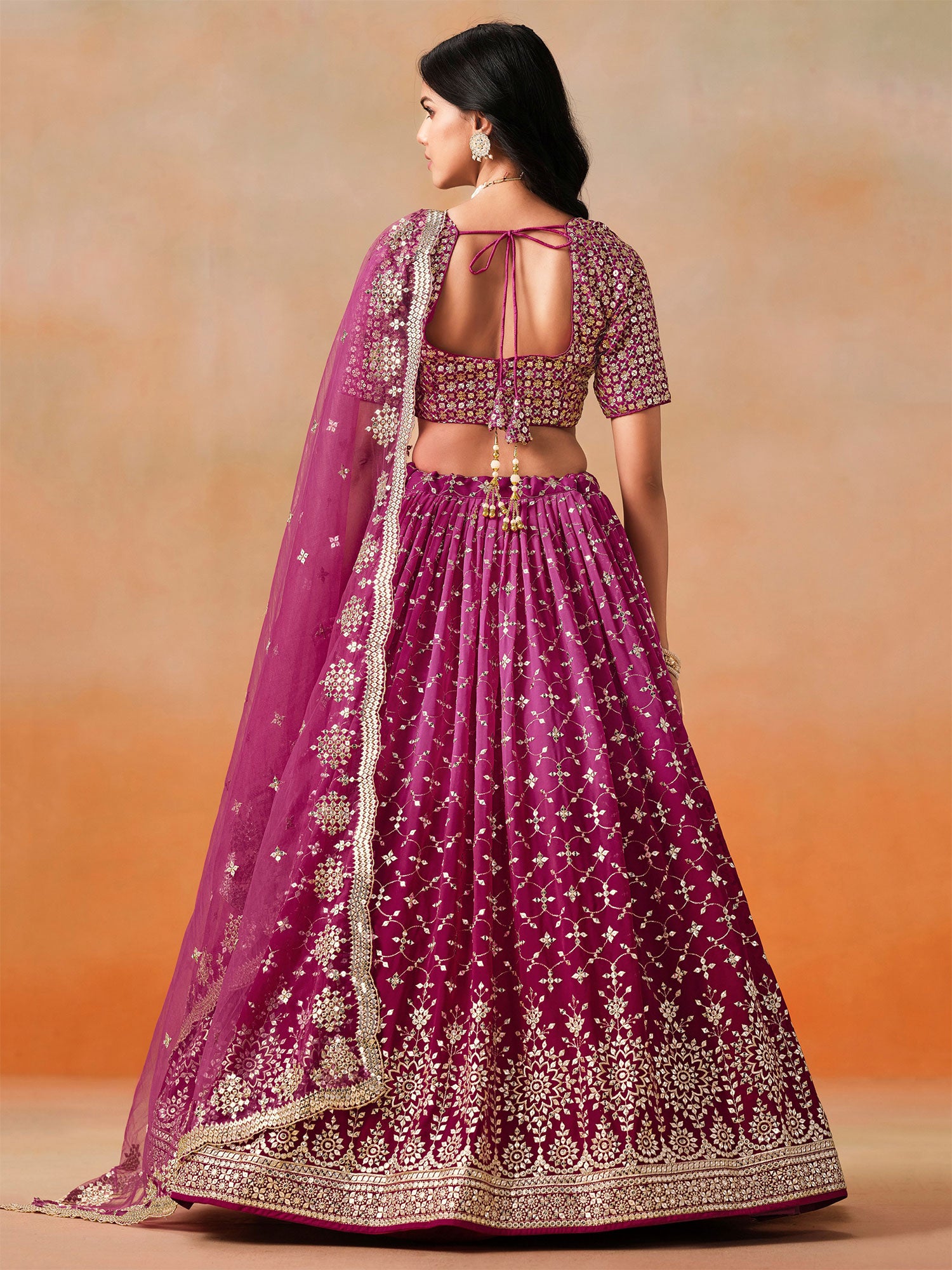 Magenta Ombre Shaded Bridesmaid Lehenga Set