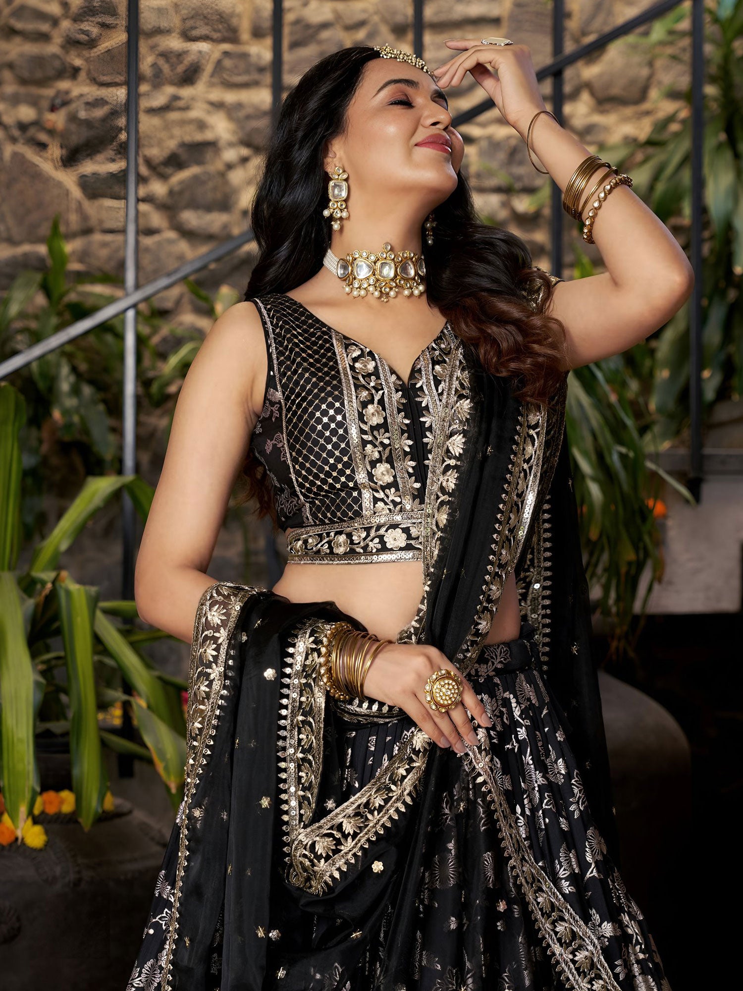 Black Sequins Work Party Lehenga Choli Set