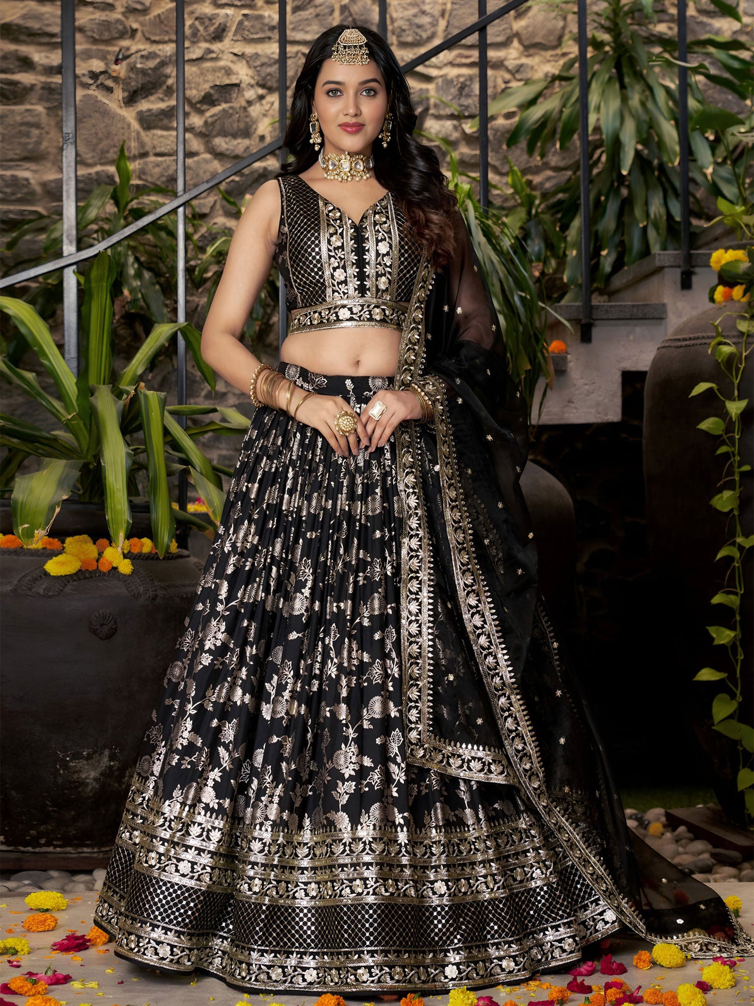 Black Sequins Work Party Lehenga Choli Set