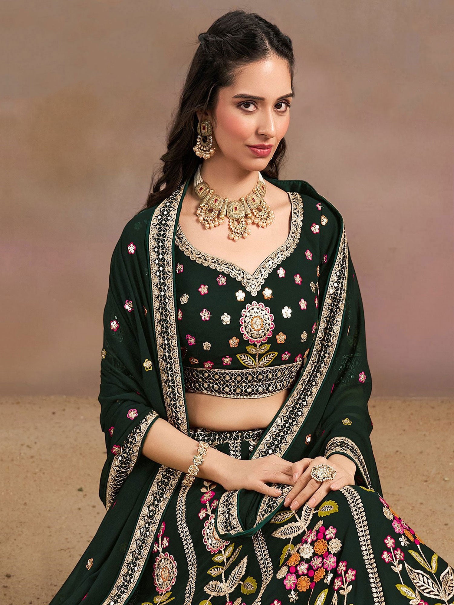 Black Party Wear Georgette Lehenga Choli Set