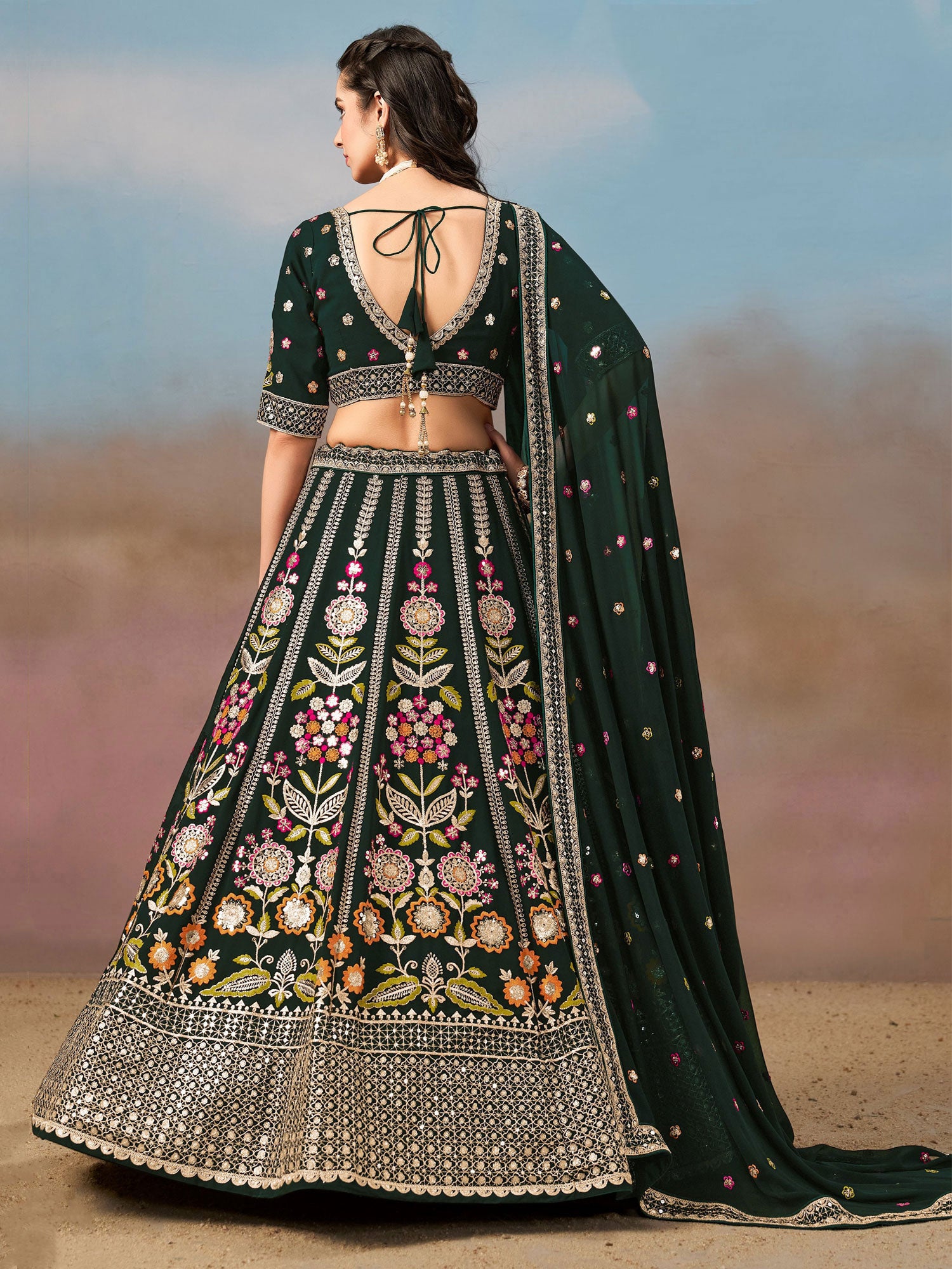 Black Party Wear Georgette Lehenga Choli Set