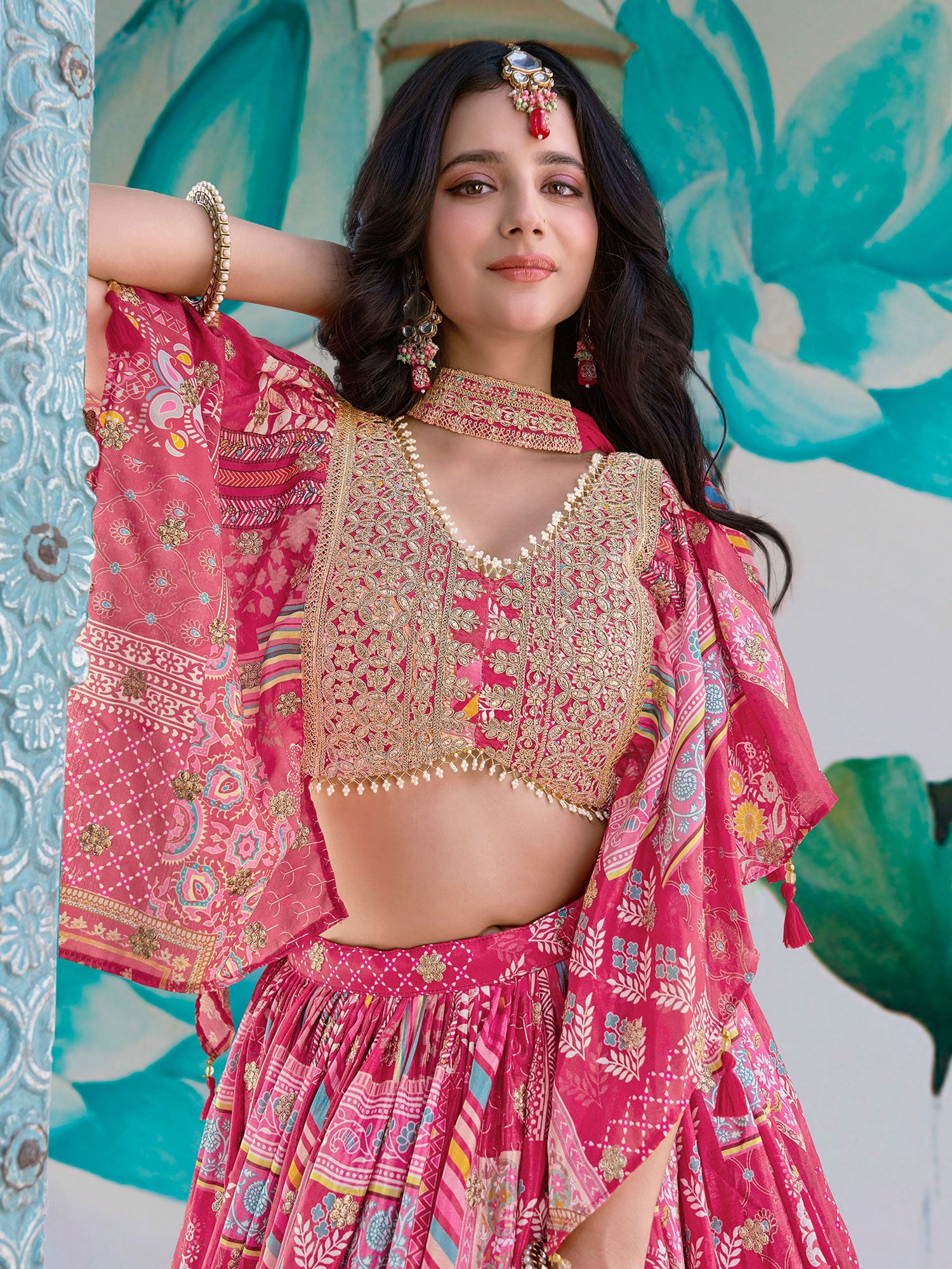 Pink Zari Embellished Bridesmaid Lehenga Choli