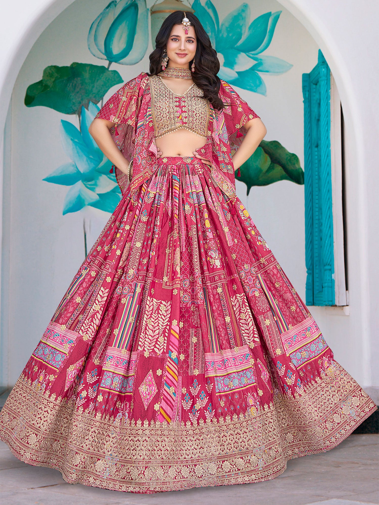 Pink Zari Embellished Bridesmaid Lehenga Choli