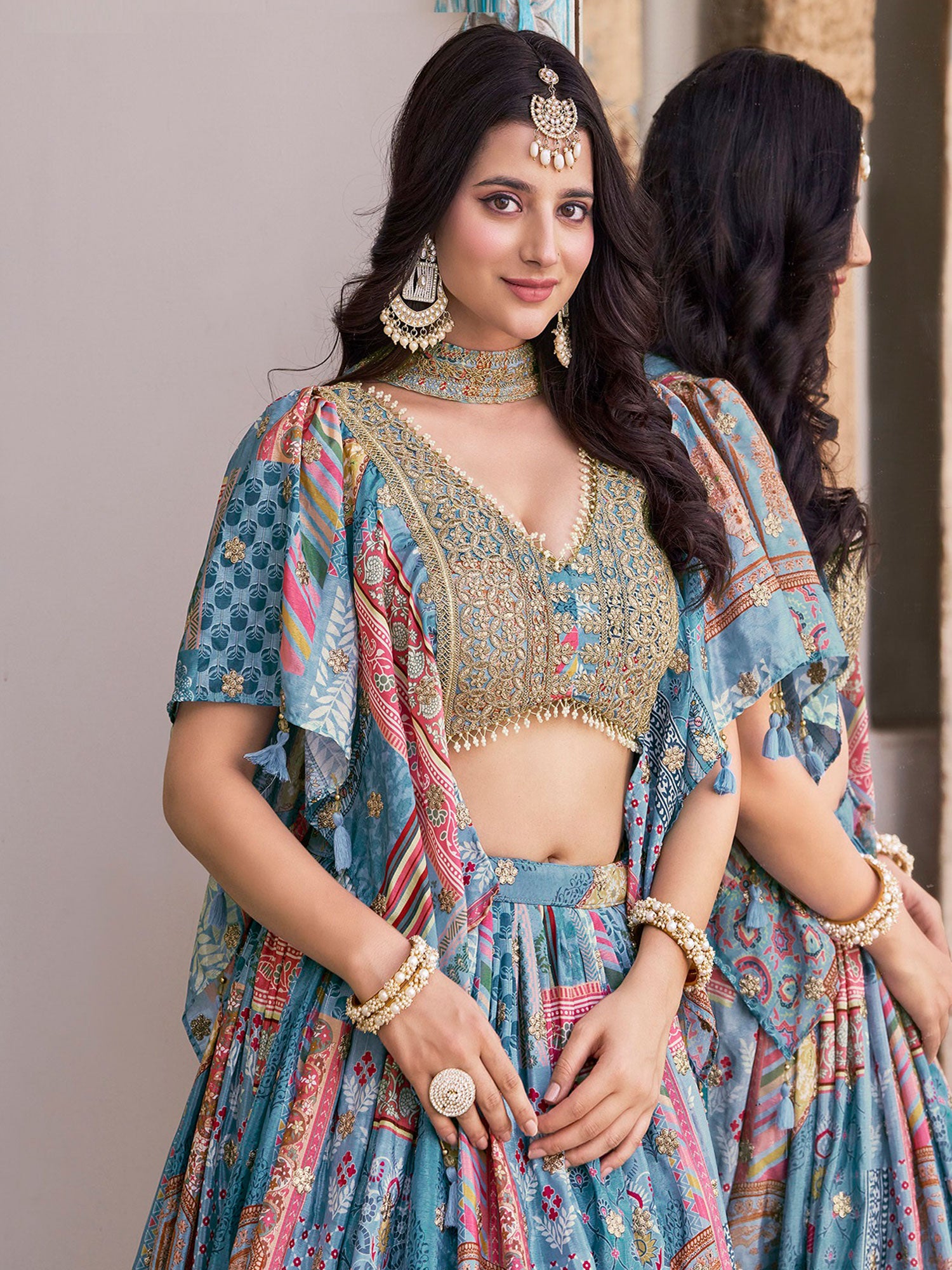 Blue Party Silk Lehenga Choli In Zari Embroidery
