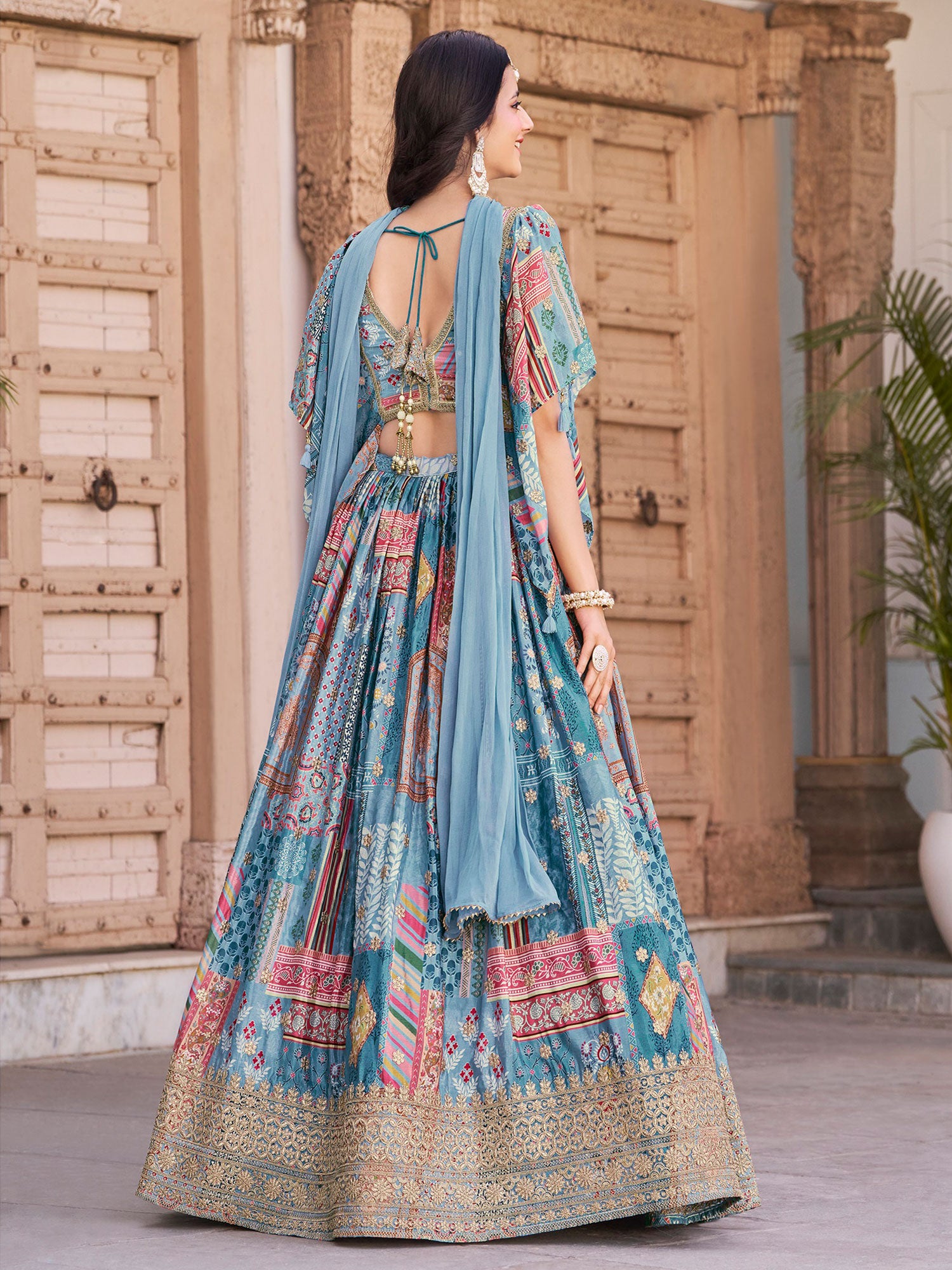 Blue Party Silk Lehenga Choli In Zari Embroidery