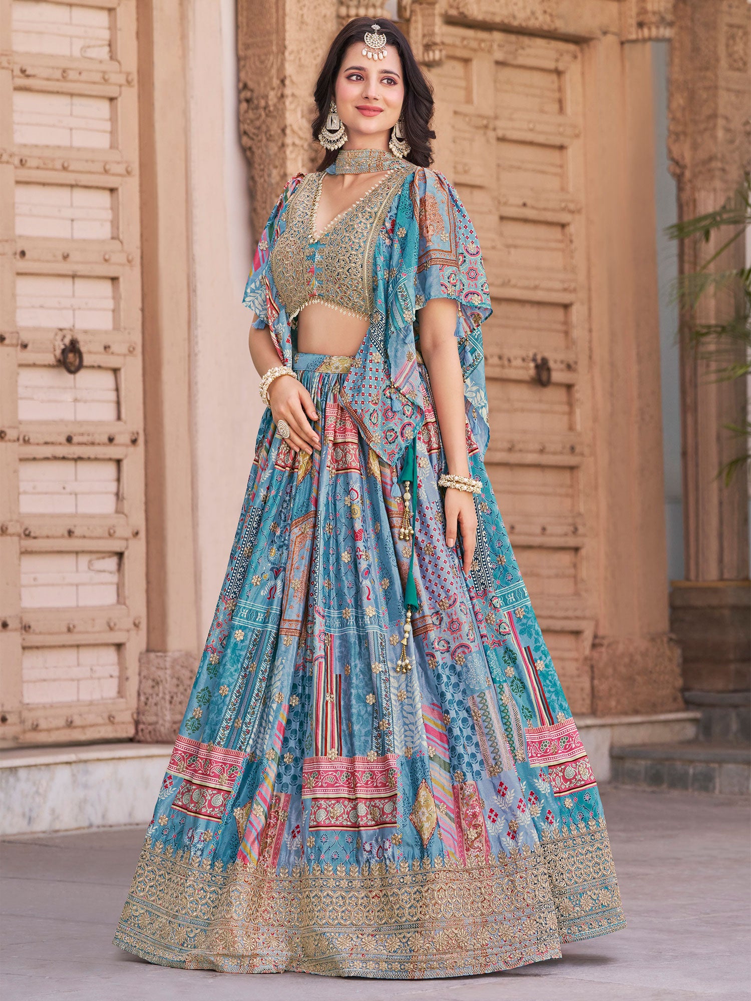 Blue Party Silk Lehenga Choli In Zari Embroidery