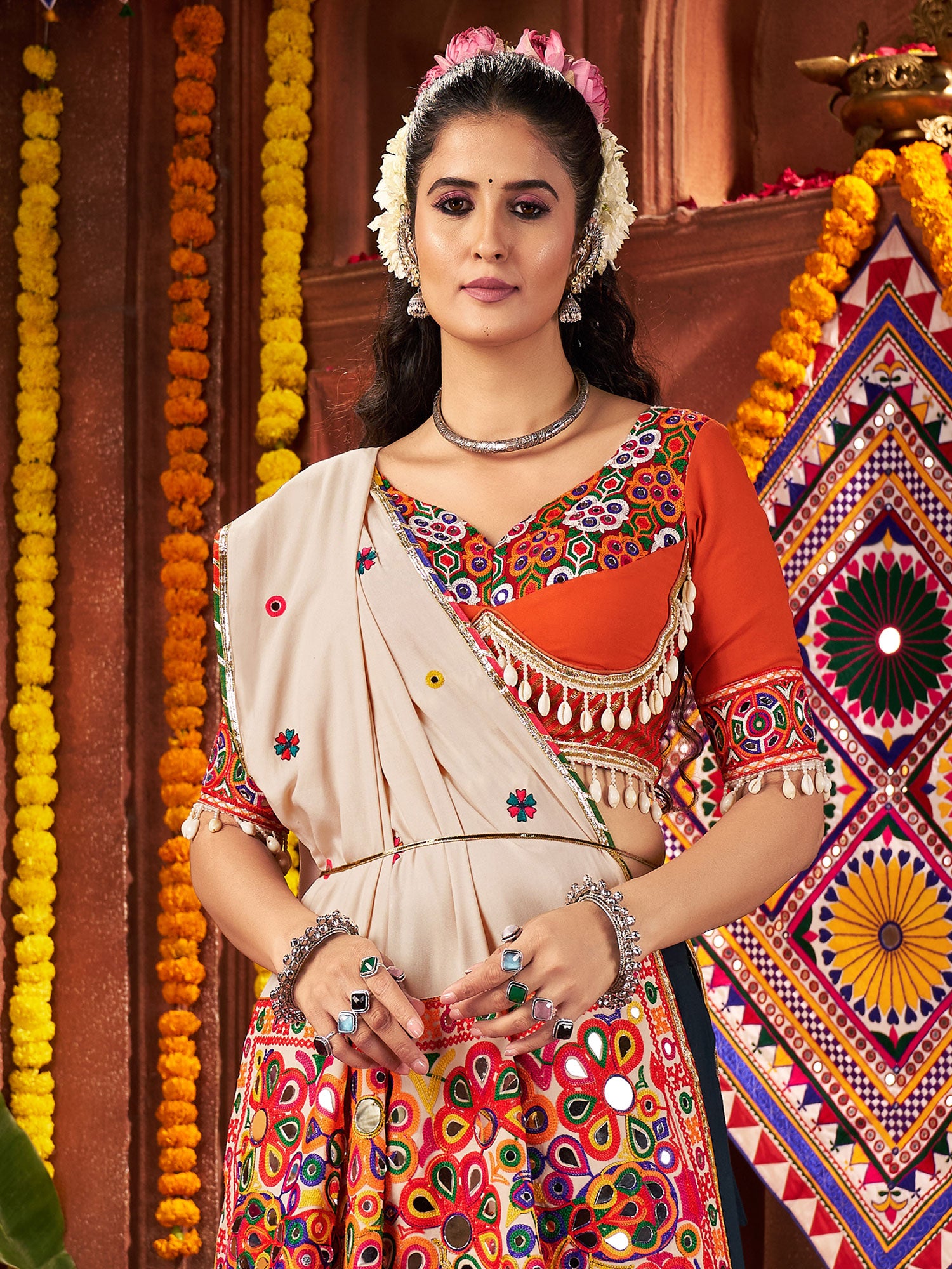 Blue Navratri Lehenga Choli With Embroidered Dupatta
