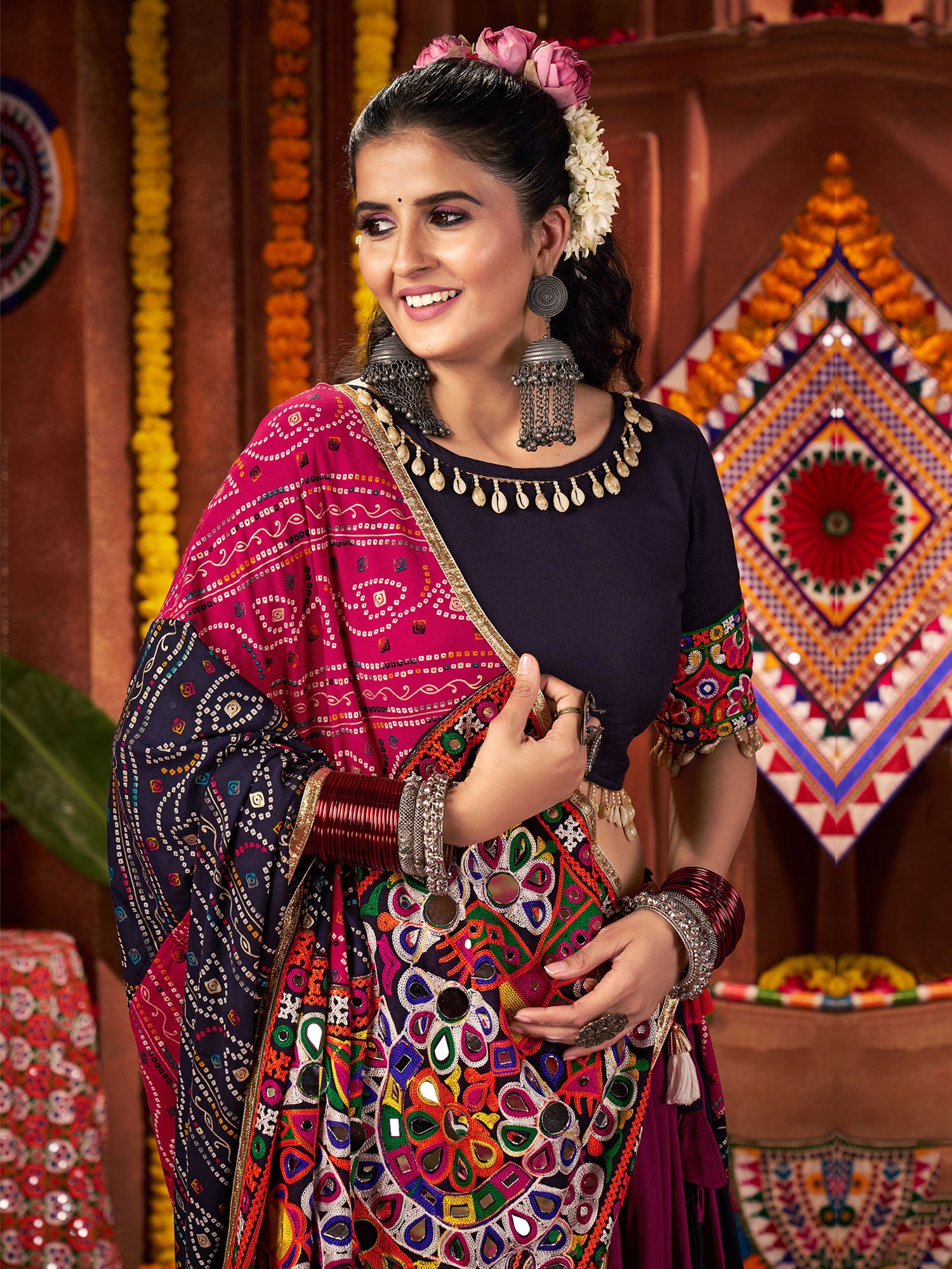 Purple And Magenta Lehenga Choli With Printed Dupatta