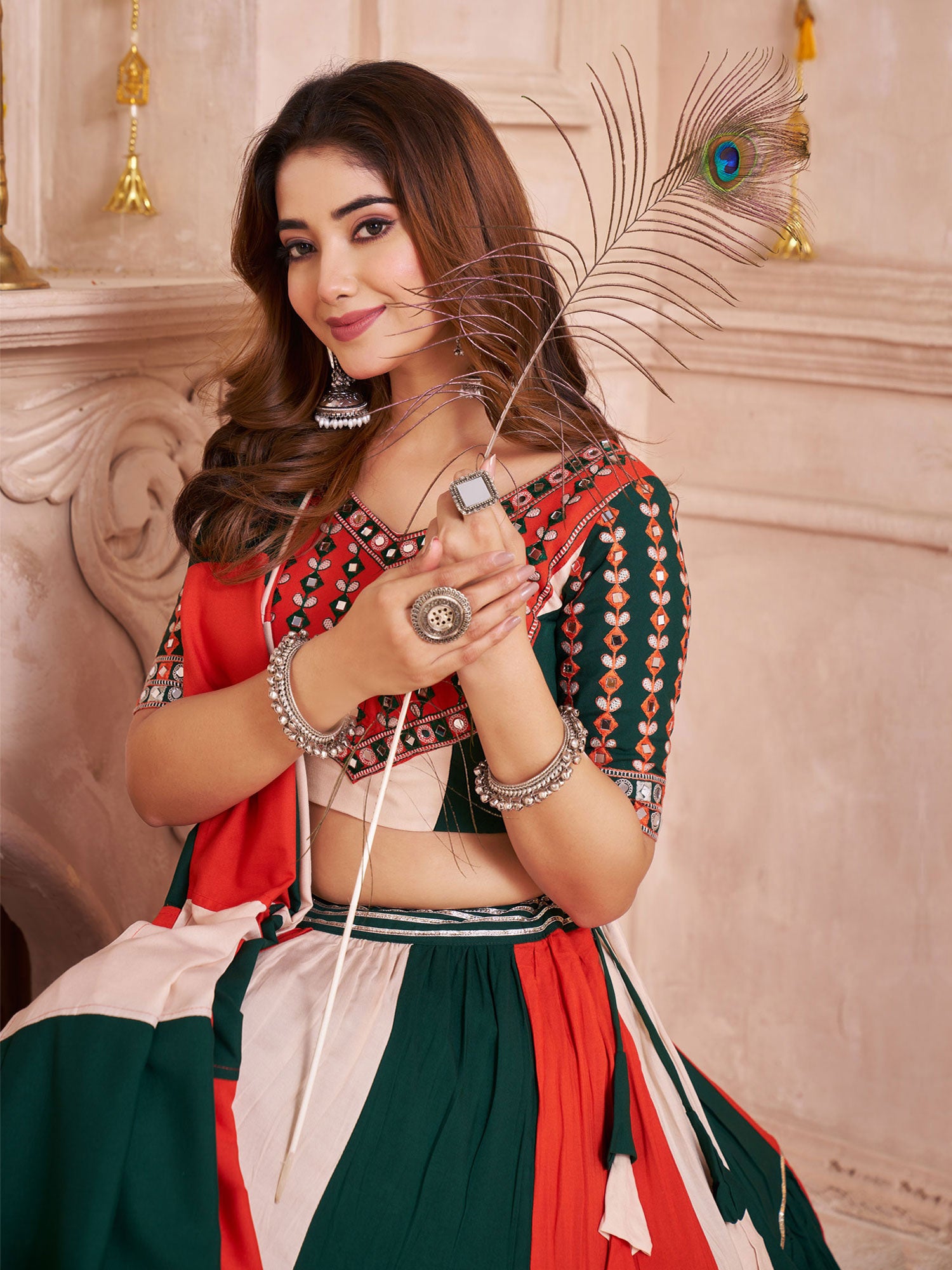 Multicolor Navratri Lehenga Choli In Ruffle Style