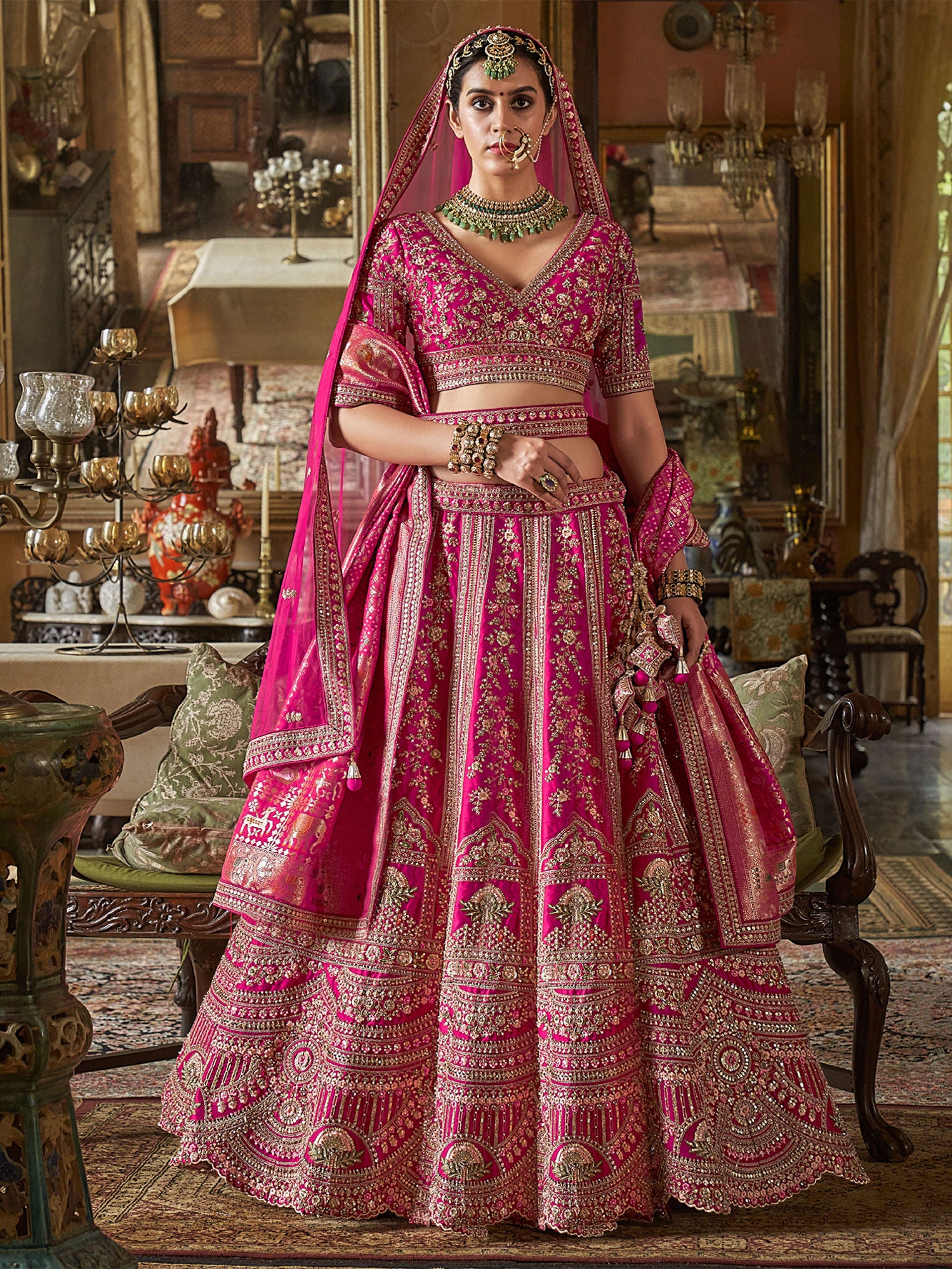 Pink Designer Bridal Lehenga Choli In Heavy Embroidery