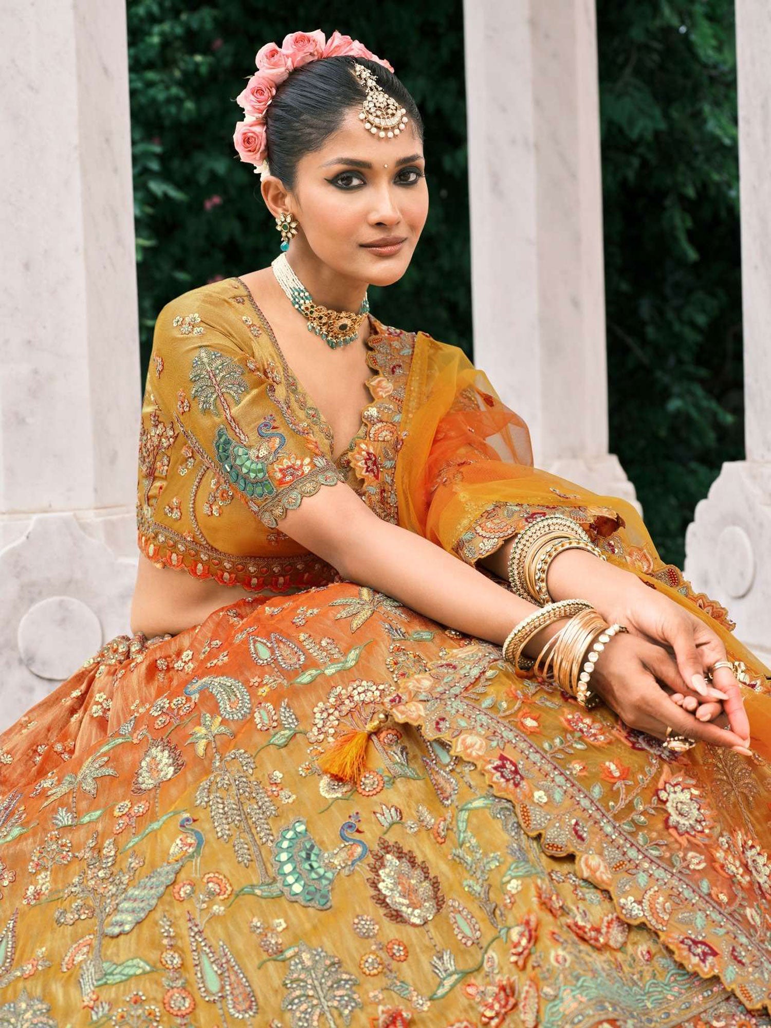 Orange And Yellow Shaded Designer Lehenga Choli