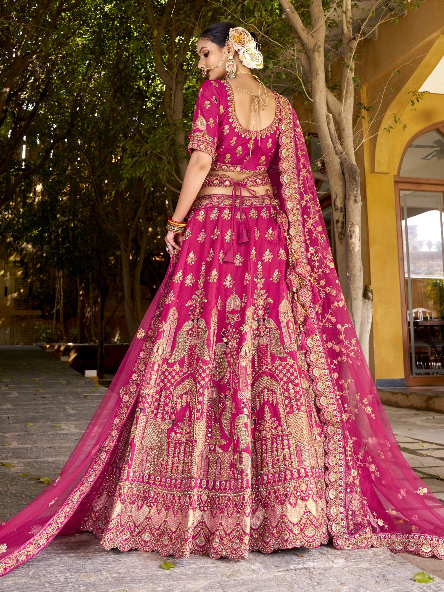 Pink Designer Lehenga Choli With Two Dupatta In Net