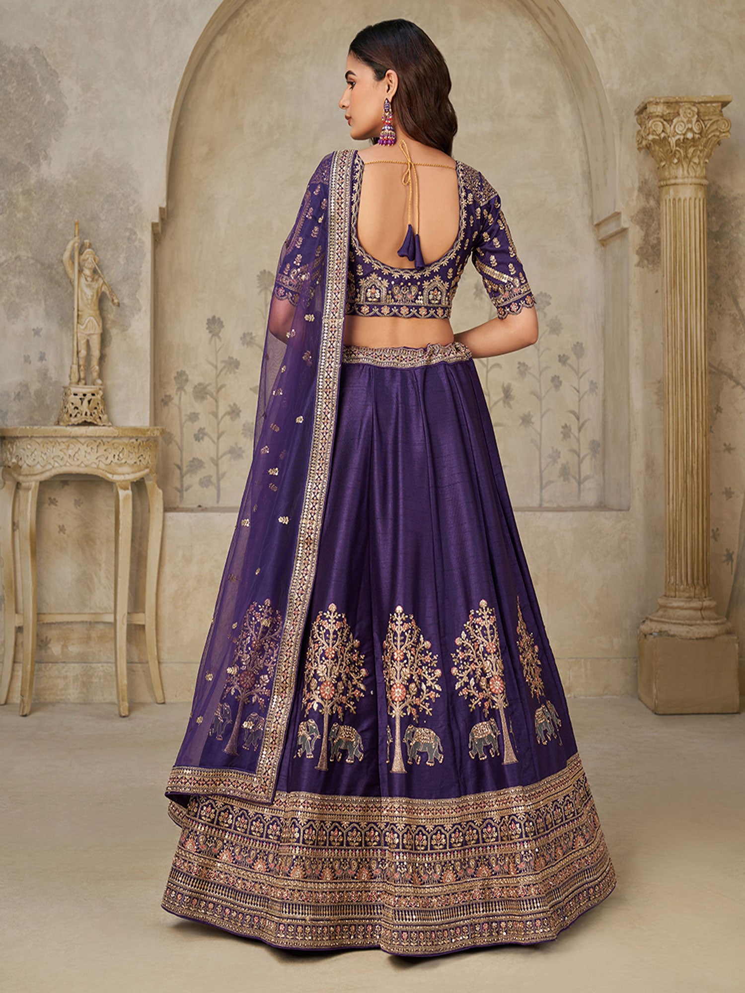 Purple Traditional Wear Silk Lehenga Choli