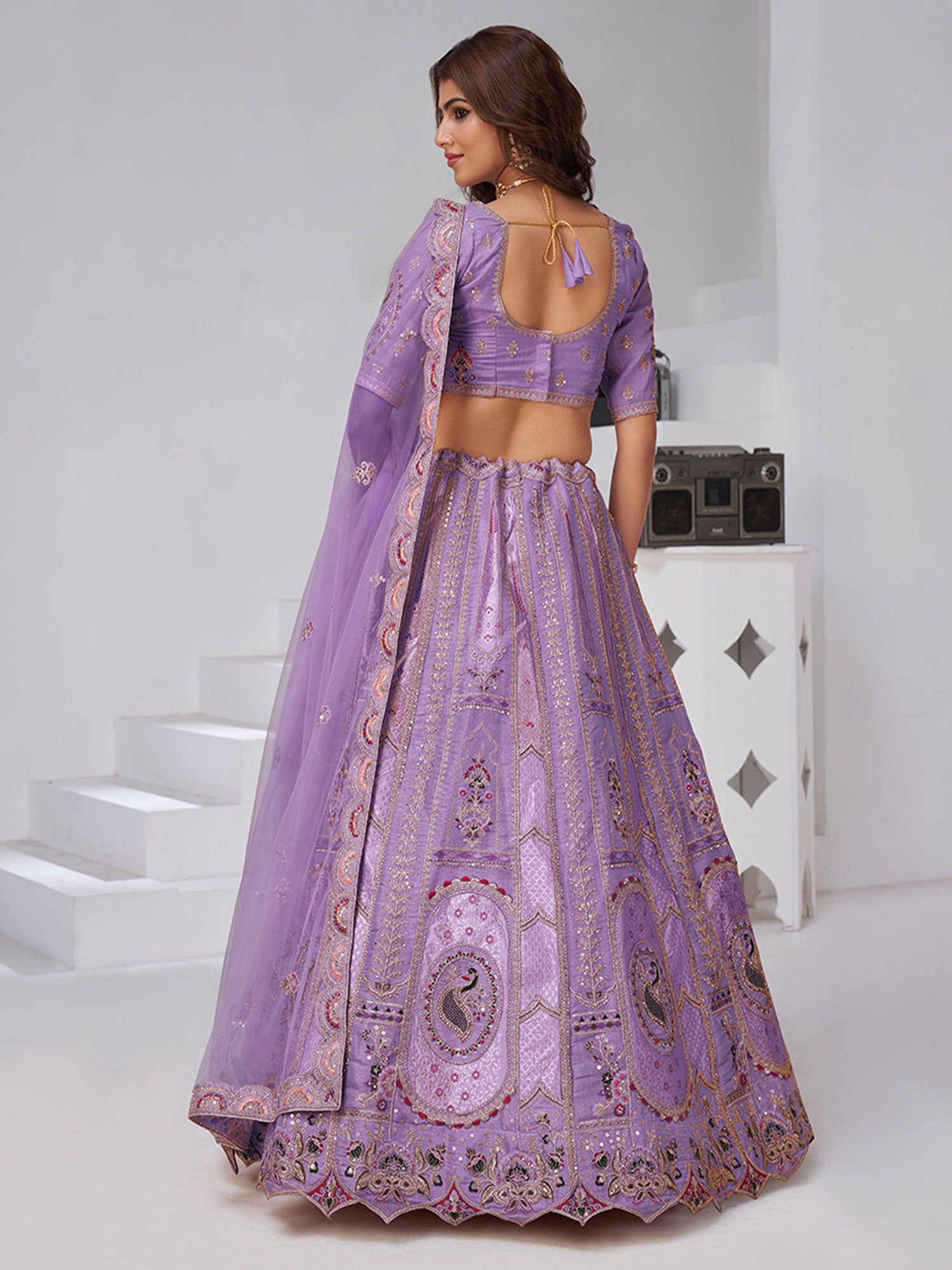 Purple Banarasi Silk Wedding Lehenga Choli