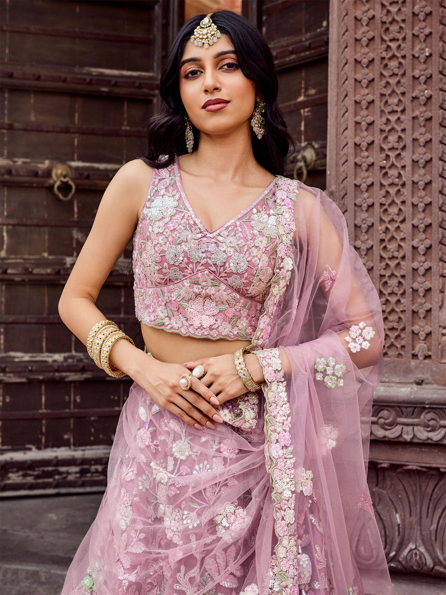 Pink Sequins Work Enhanced Party Lehenga Choli