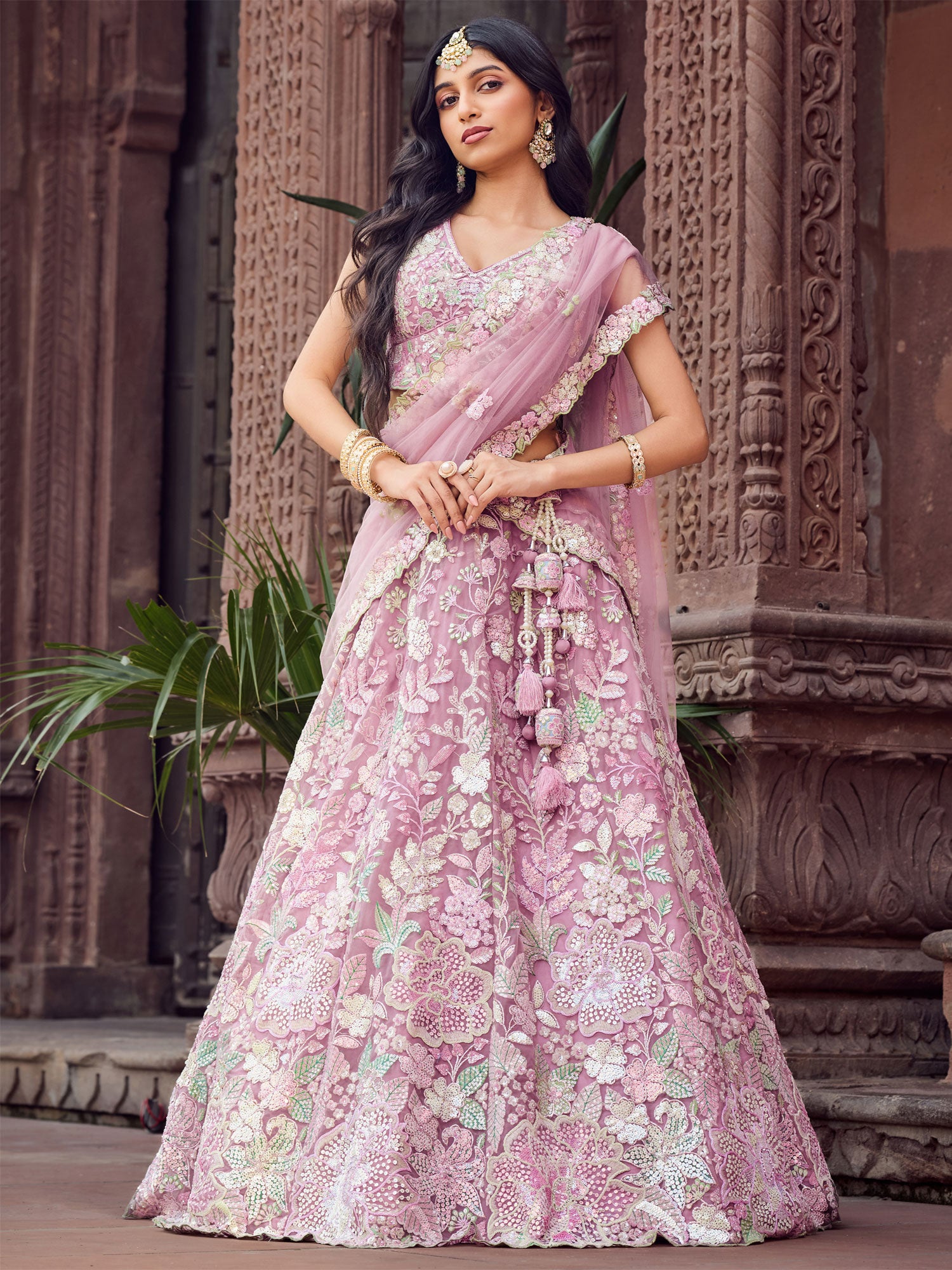 Pink Sequins Work Enhanced Party Lehenga Choli
