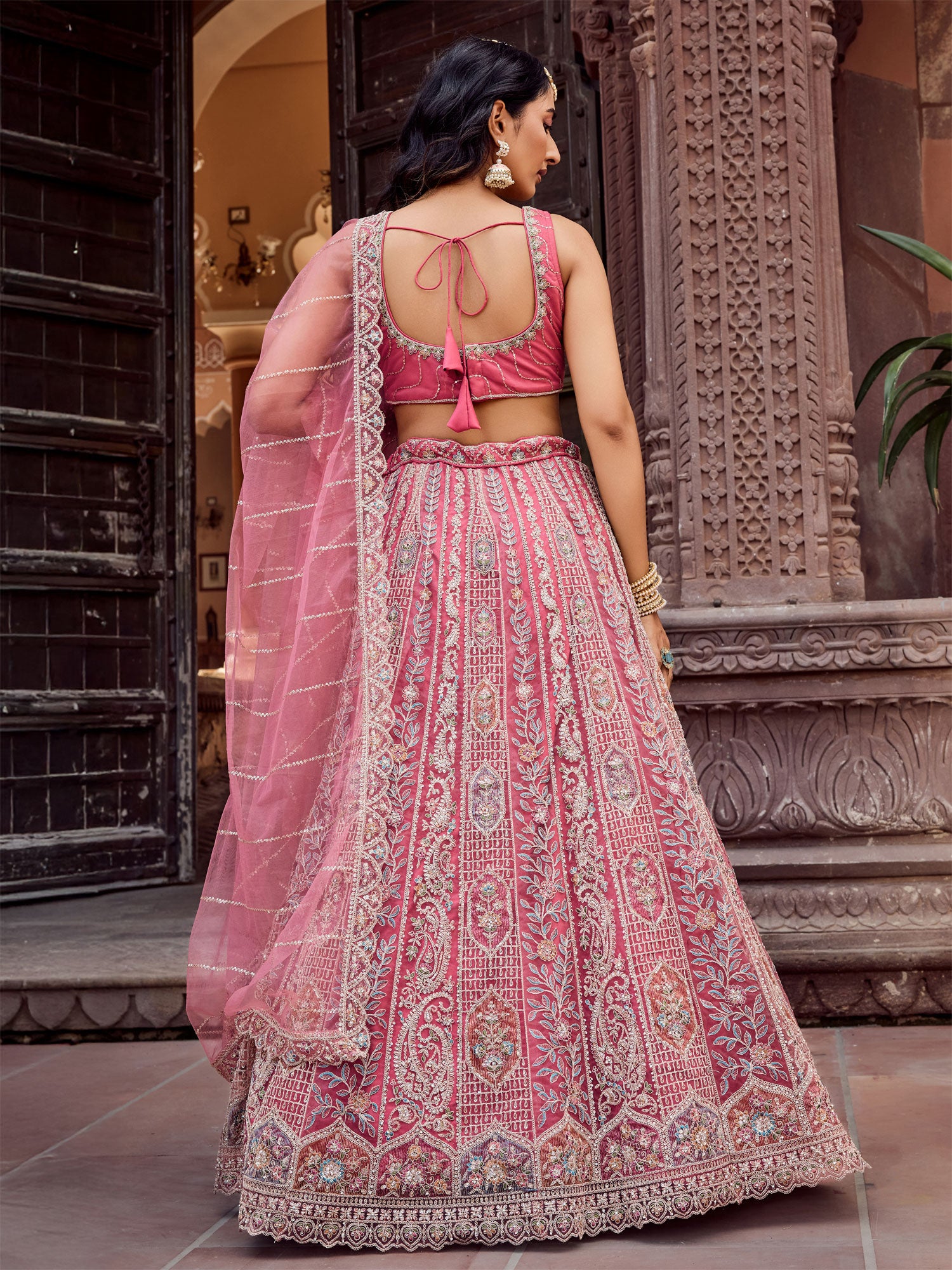 Blush Pink Embroidered Designer Lehenga Set