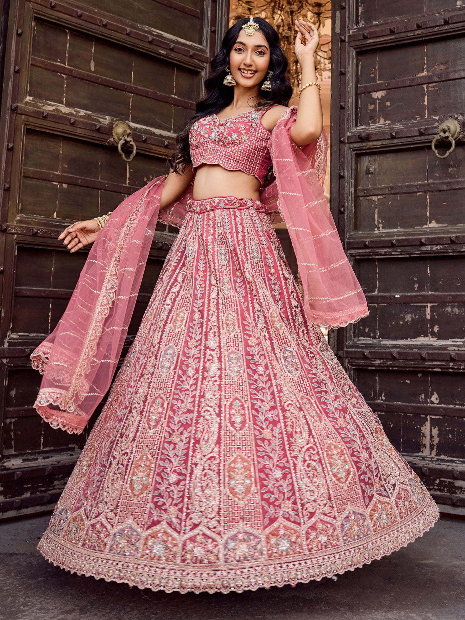 Blush Pink Embroidered Designer Lehenga Set