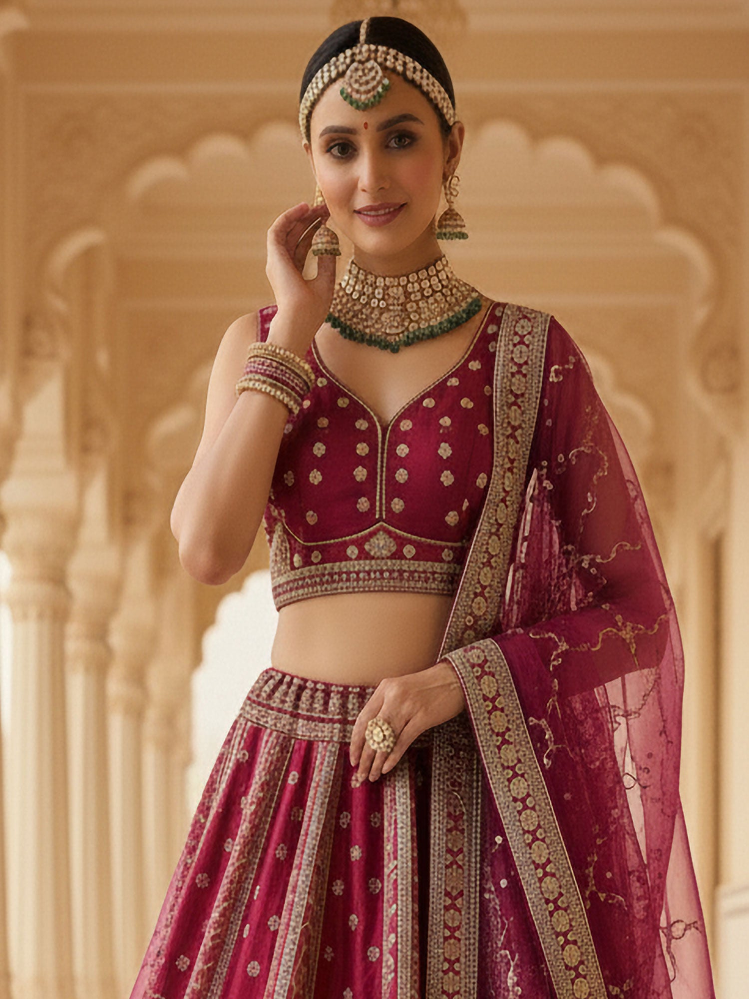 Pink Traditional Wear Bridal Lehenga Choli In Silk