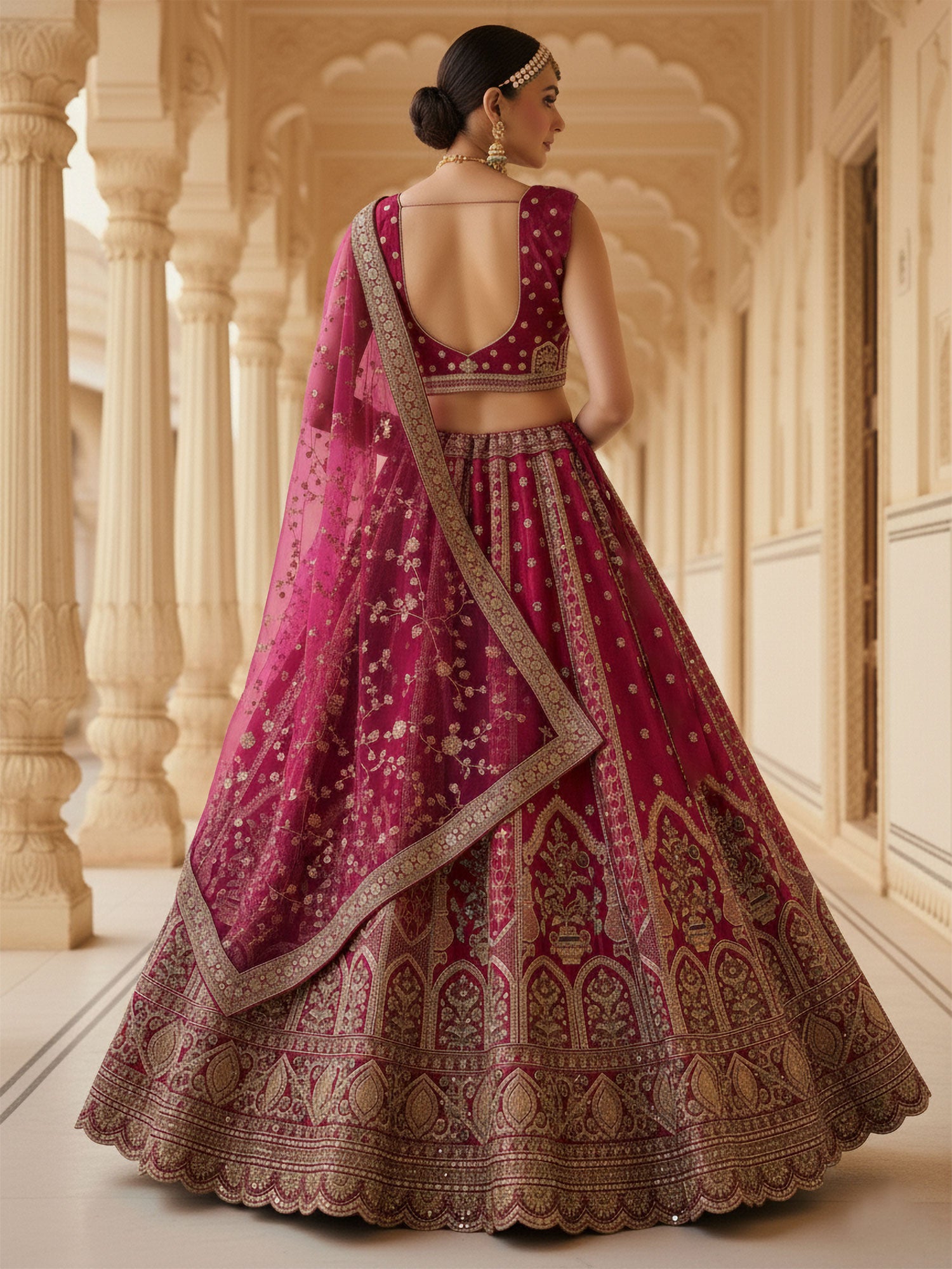 Pink Traditional Wear Bridal Lehenga Choli In Silk