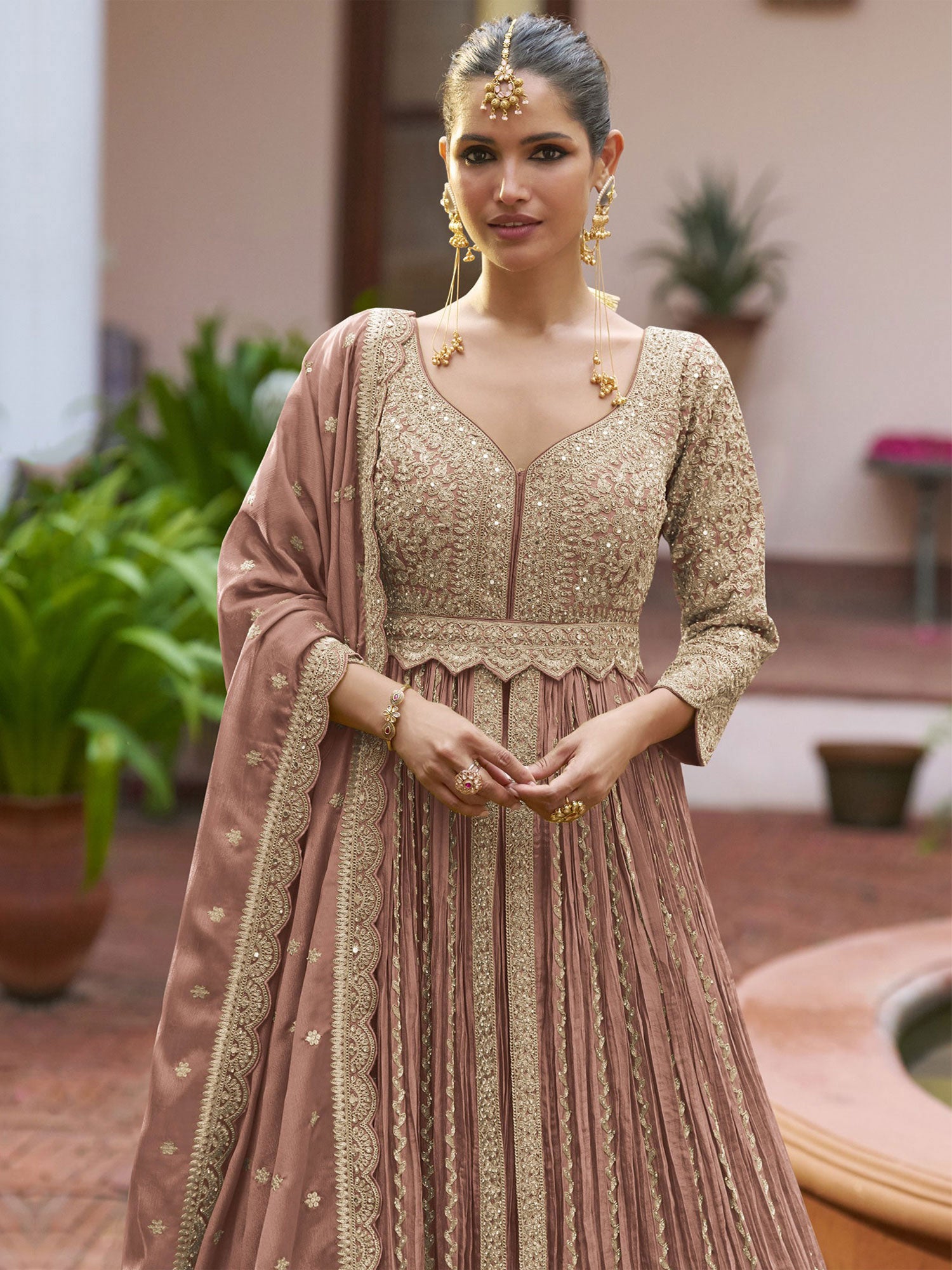 Mauve Bridesmaid Lehenga Set In Indo Western Style