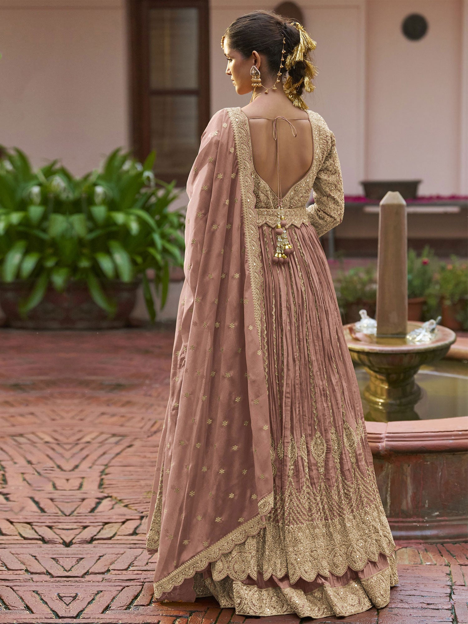 Mauve Bridesmaid Lehenga Set In Indo Western Style