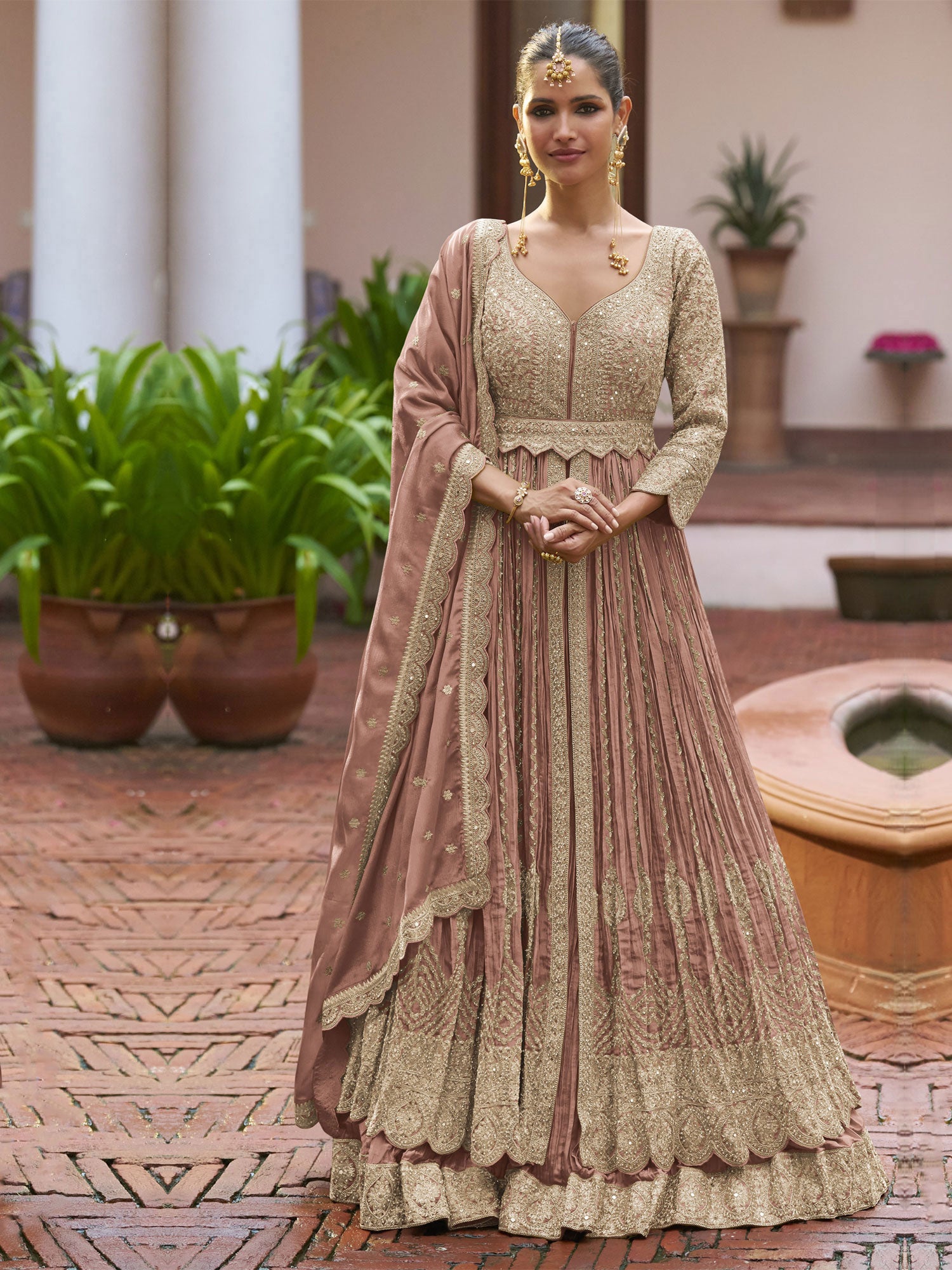 Mauve Bridesmaid Lehenga Set In Indo Western Style