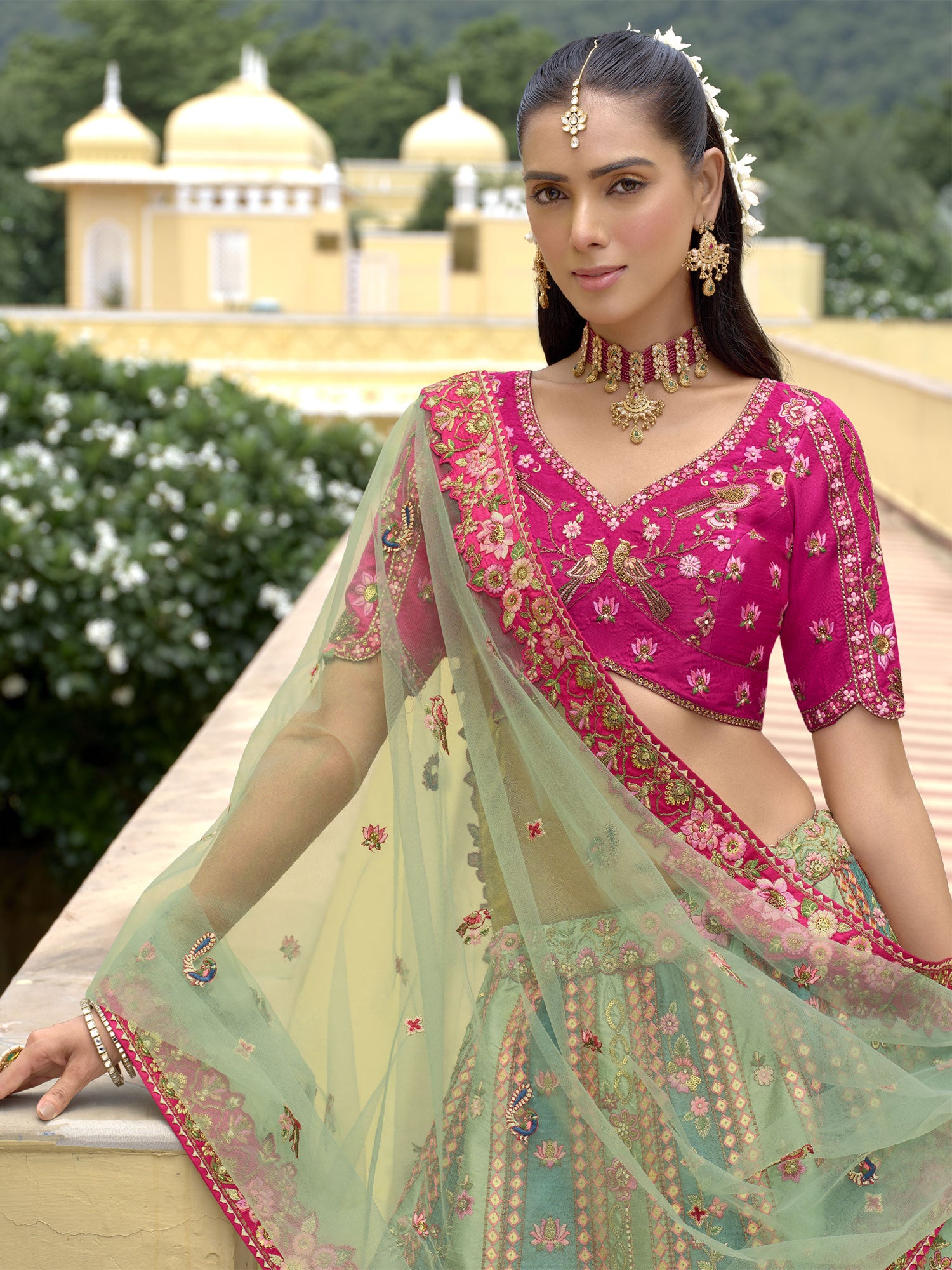 Multicolor Traditional Lehenga Set In Thread Embroidery