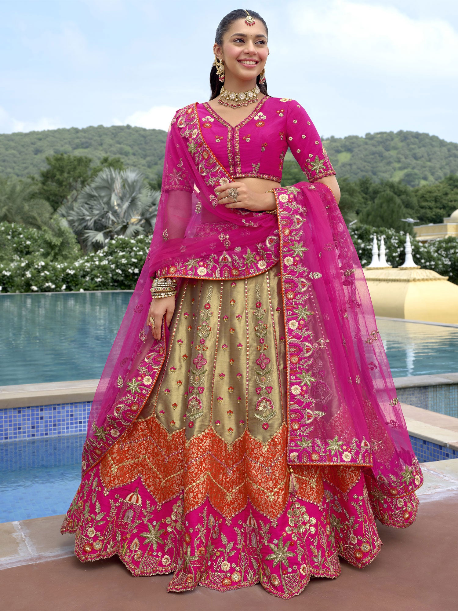 Multicolor Sequins Work Traditional Lehenga Set