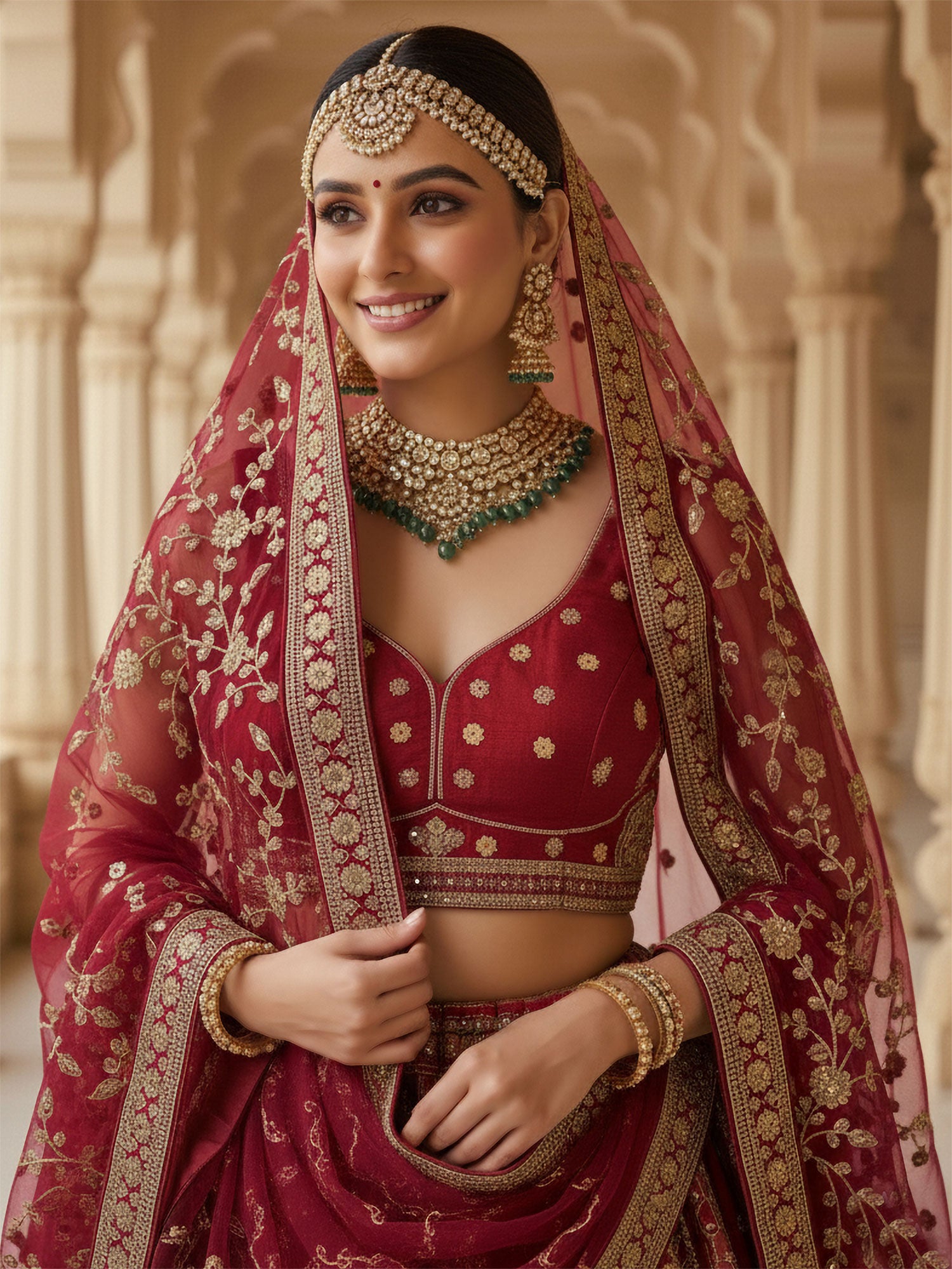 Red Heavy Embroidered Designer Lehenga Choli