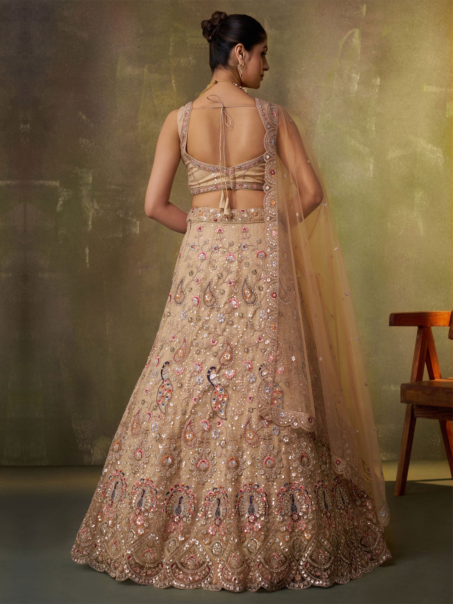 Beige Stone Enhanced Bridesmaid Lehenga Choli