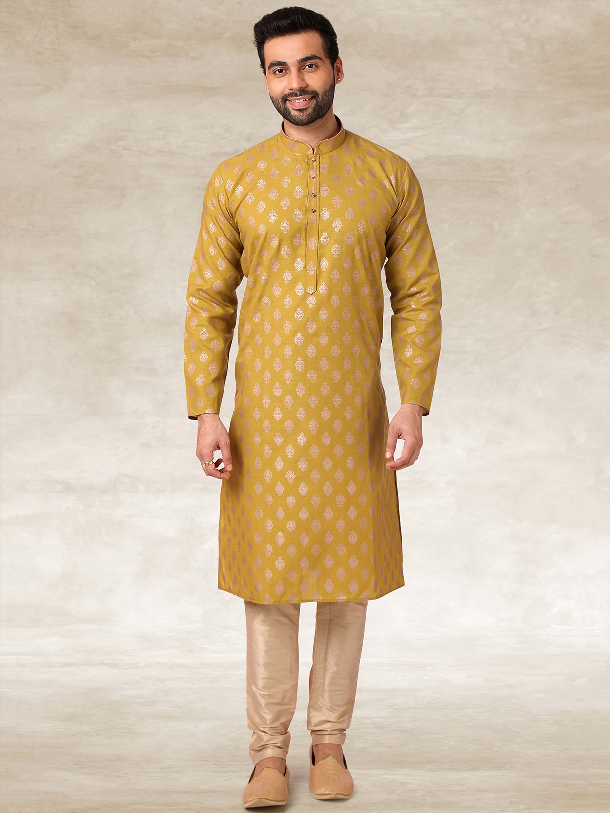 Cotton Kurta Pajama Mustard Yellow Colour.