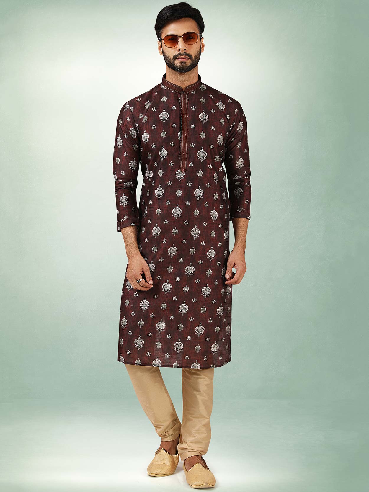 Brown Colour Party Wear Kurta Pajama in Art Silk Fabric.