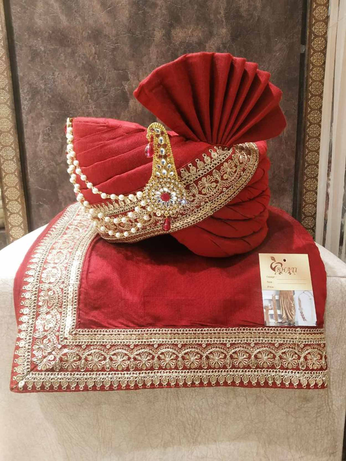 Shamban Color Maroon Colour Silk Fabric Indian Wedding Turban. – Parivar Ceremony