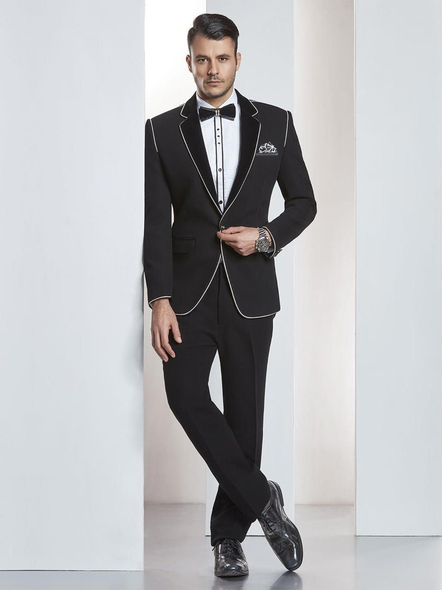 Black Color Designer Tuxedo Suit.