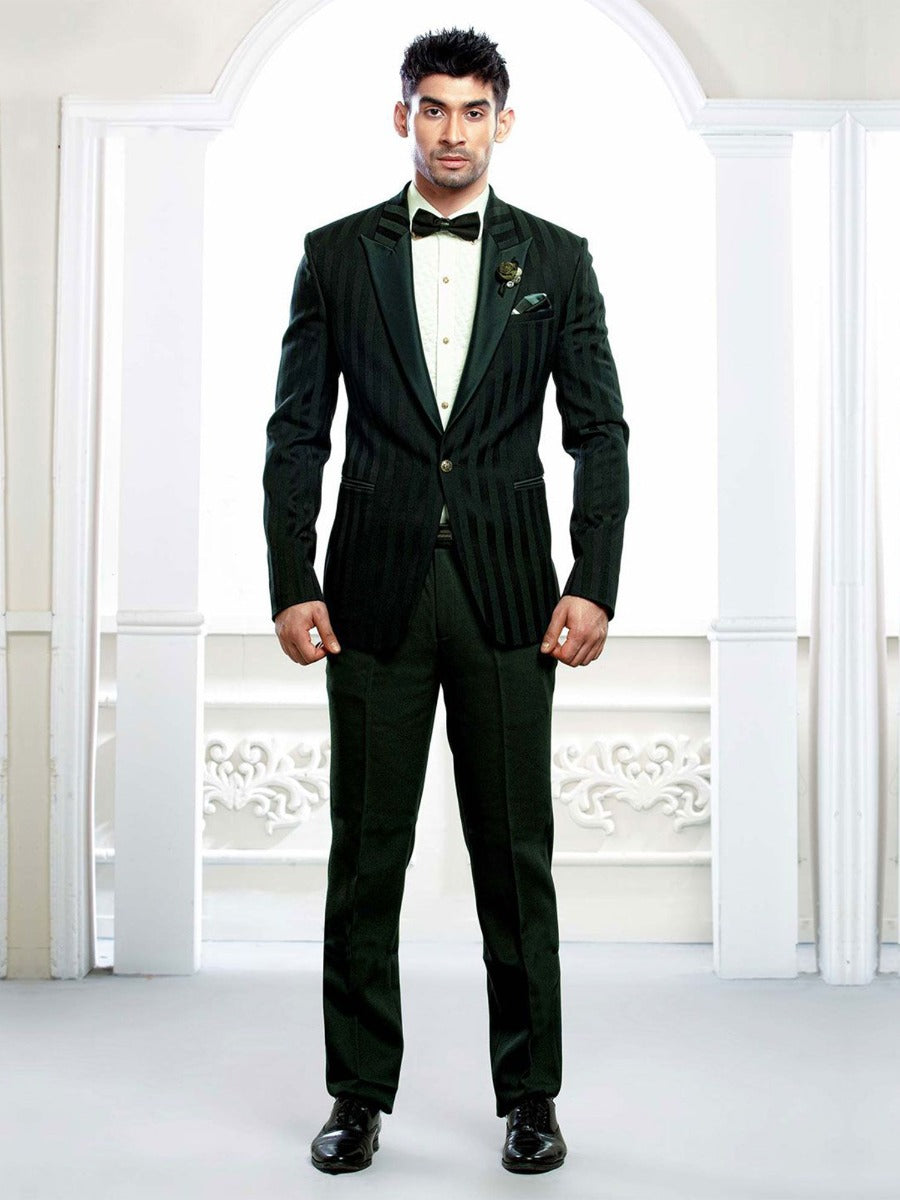 Green Colour Tuxedo Suit.