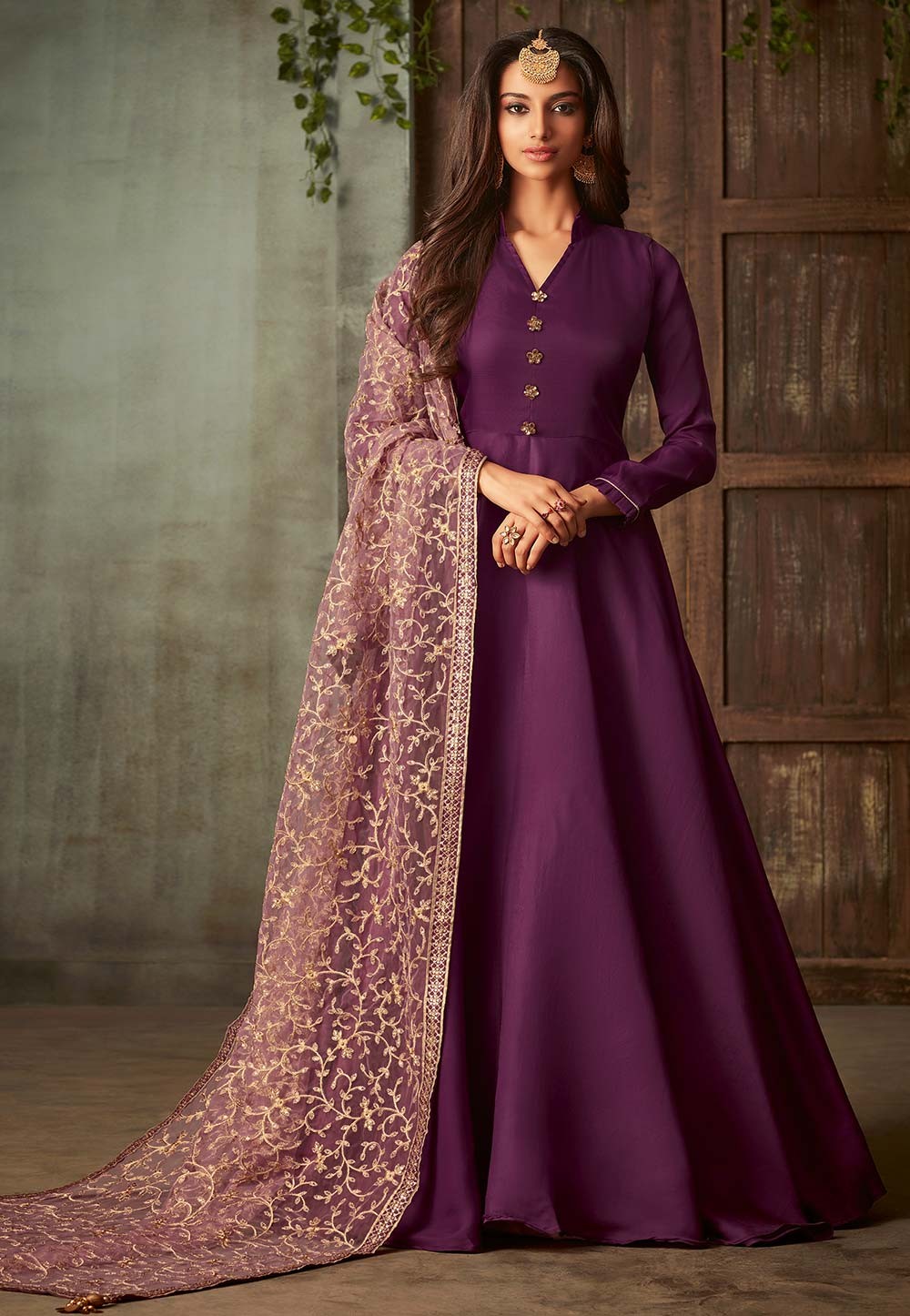 wine colour anarkali