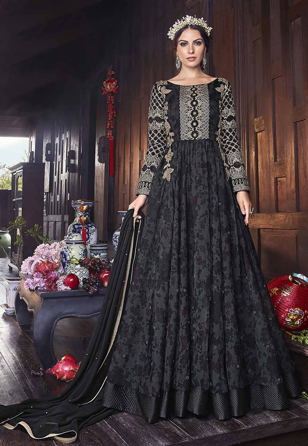 black colour anarkali dress