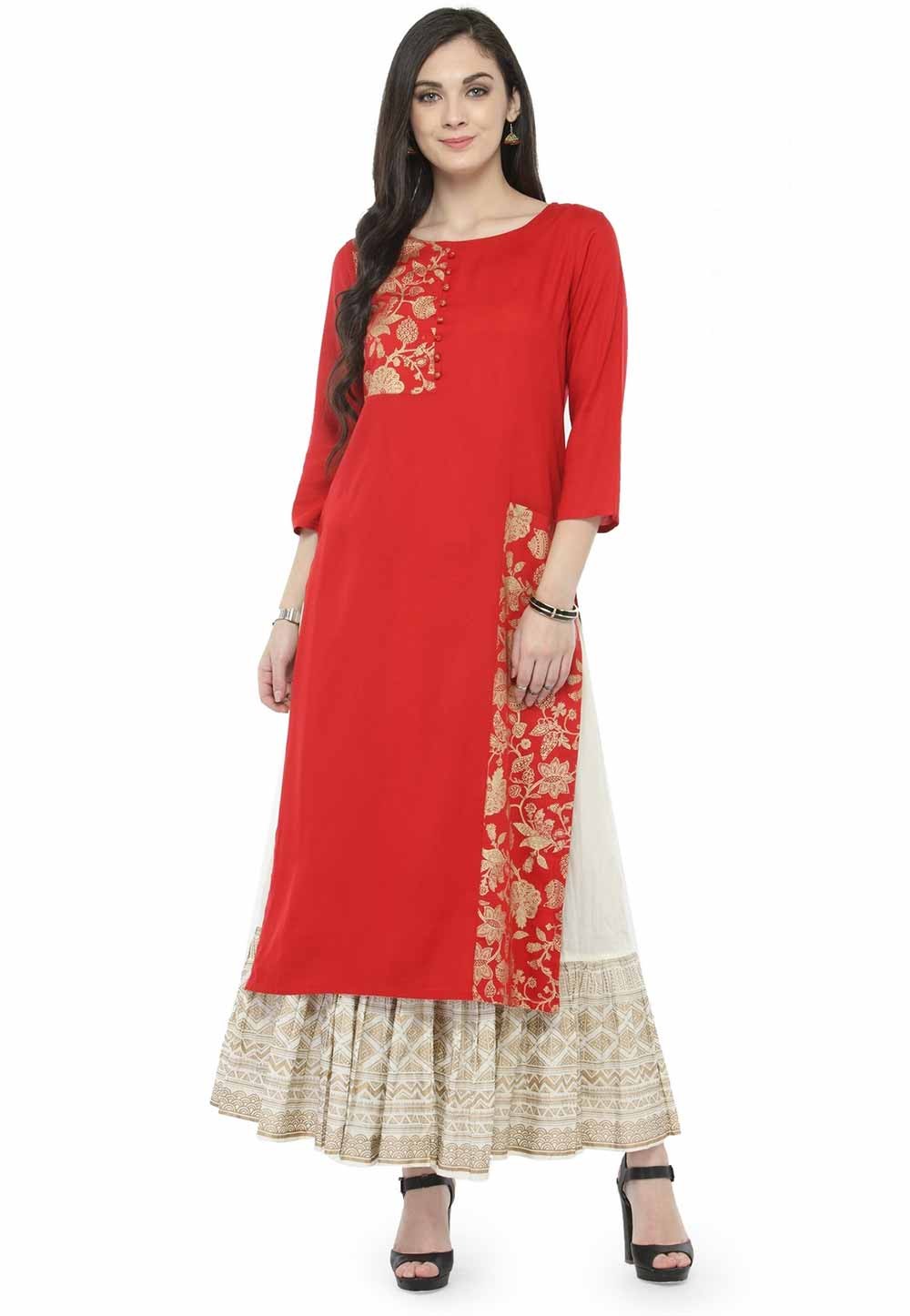 Red Colour Designer Kurti.