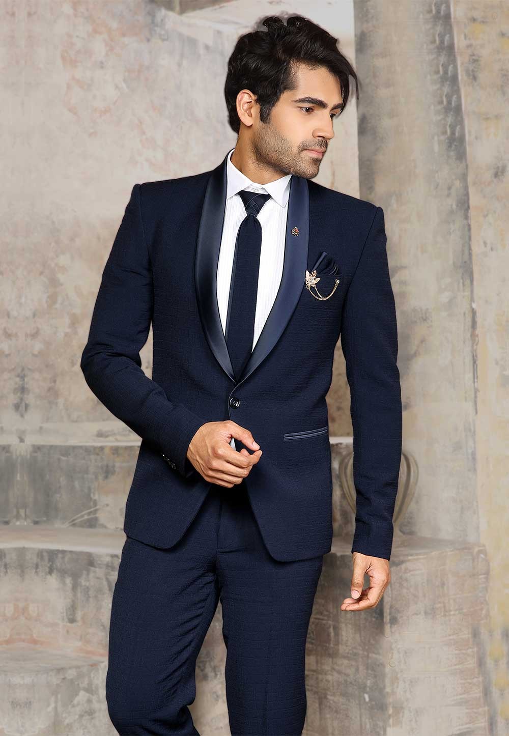 blue colour wedding suit