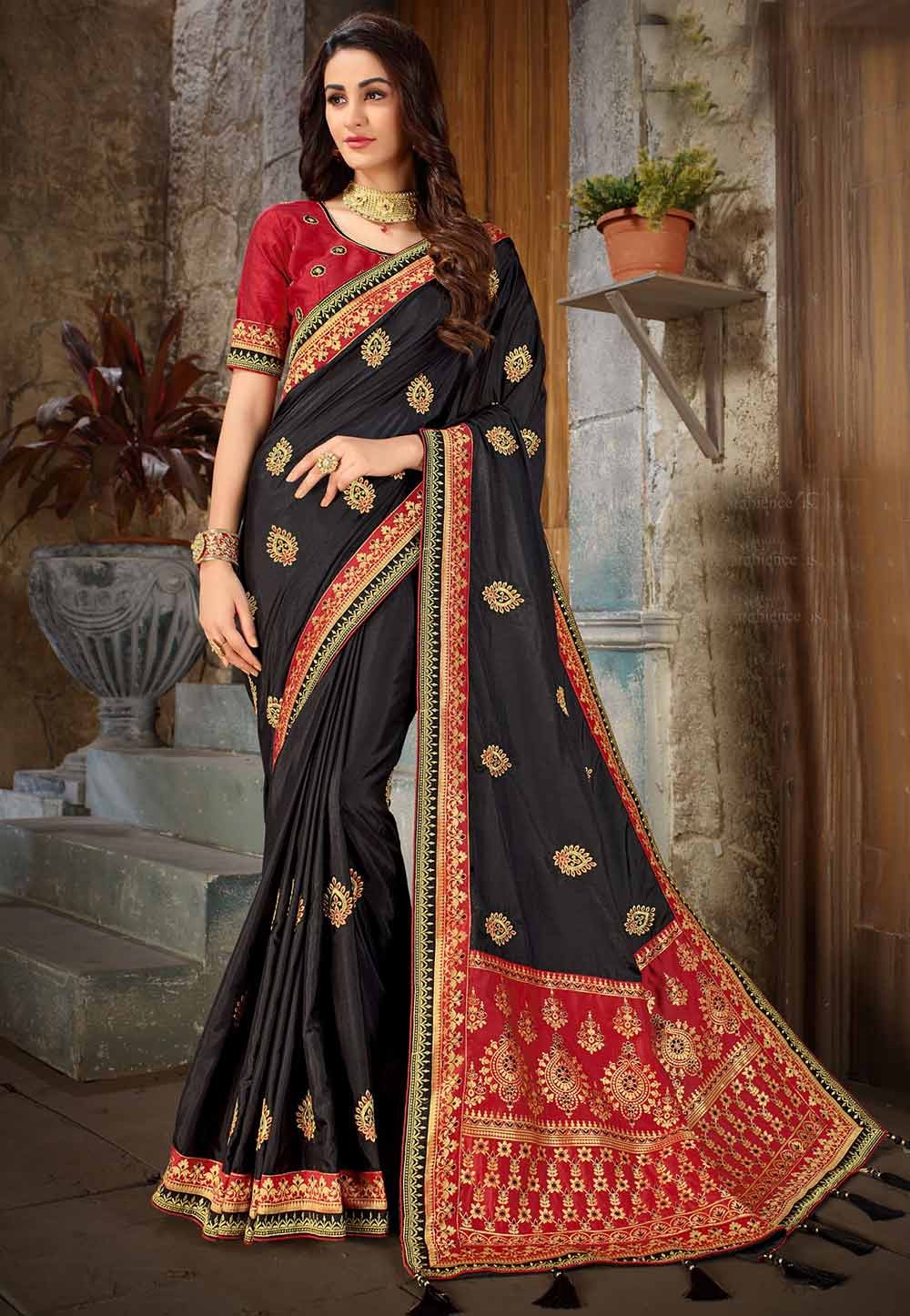 Black Colour Silk Saree