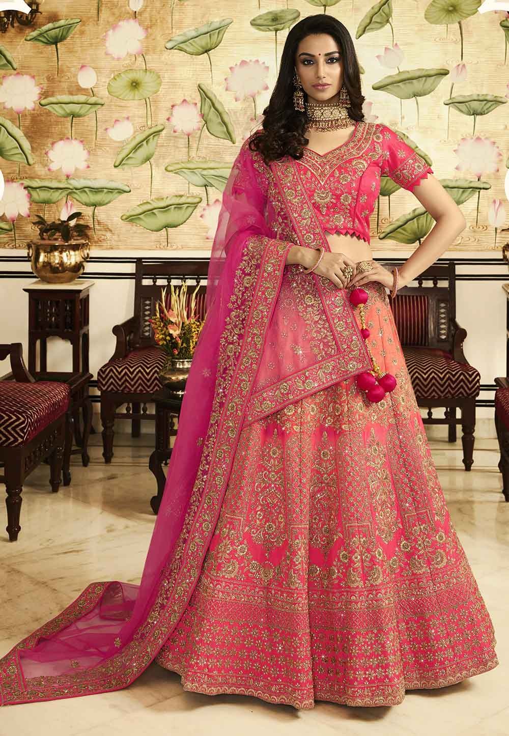 pink colour ghagra choli