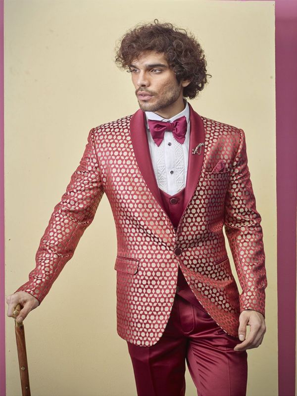 Red Colour Imported Fabric Designer Tuxedo.